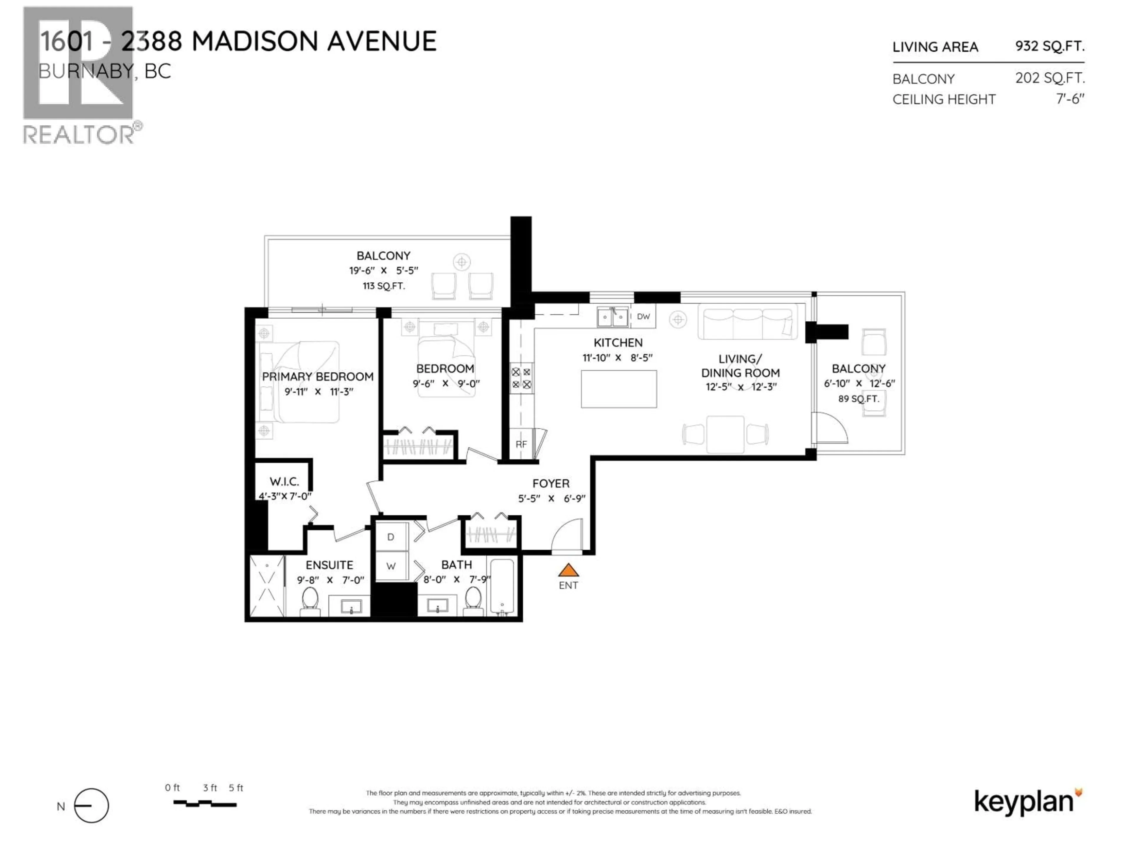 Floor plan for 1601 - 2388 MADISON AVENUE, Burnaby British Columbia V5C0K8
