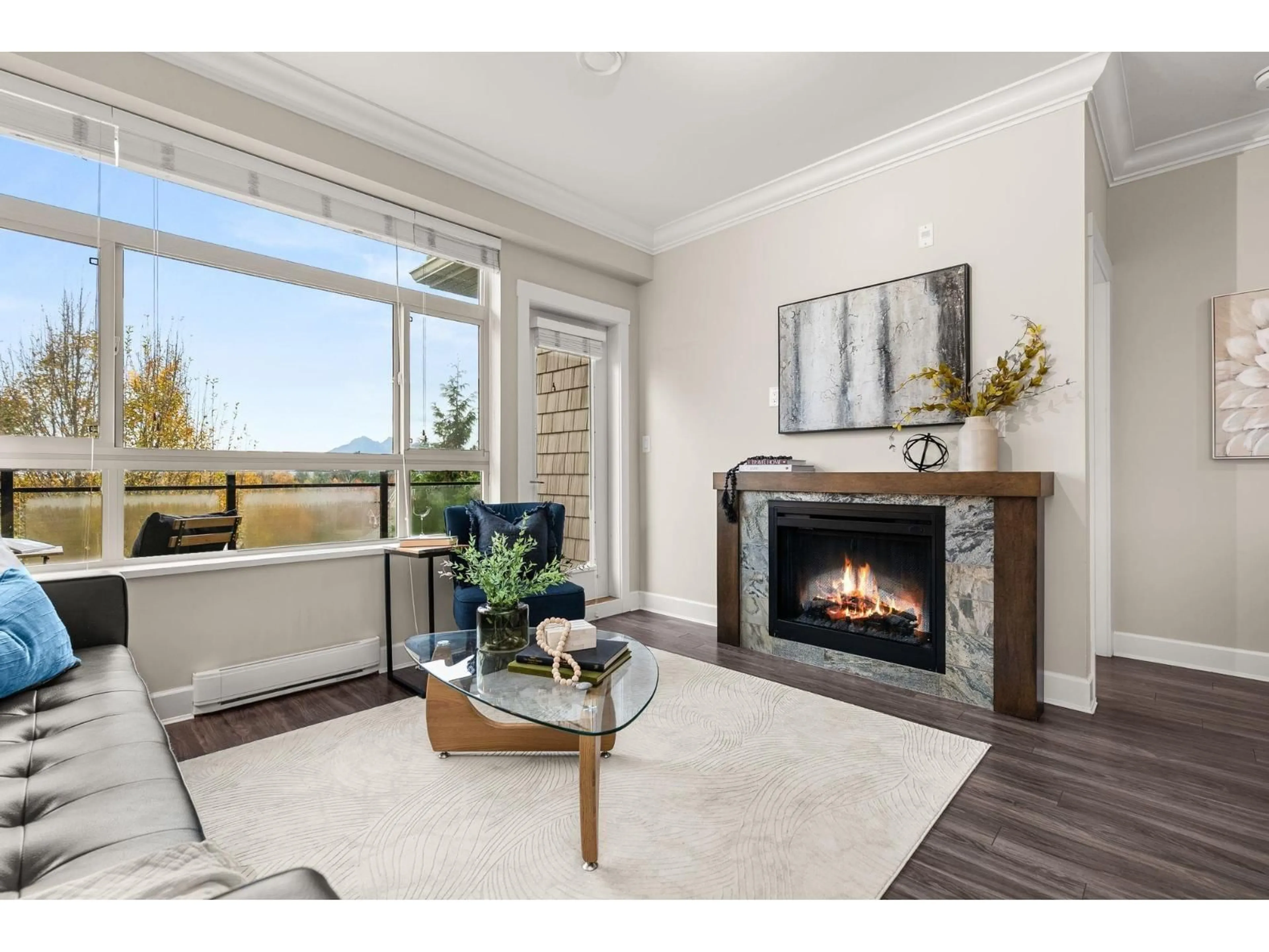 Living room with furniture, wood/laminate floor for 319 - 20861 83 AVENUE, Langley British Columbia V2Y2C4