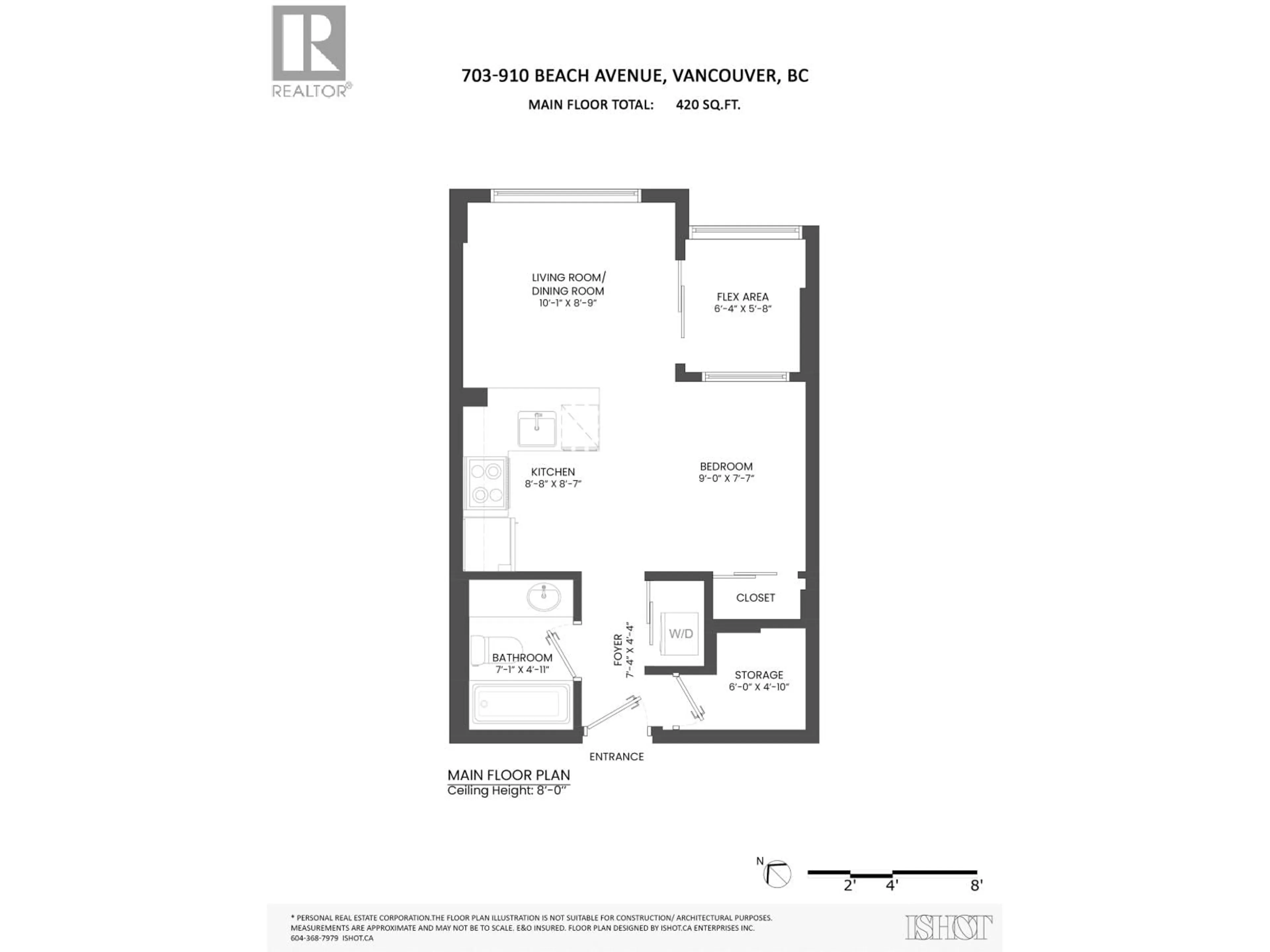 Floor plan for 703 - 910 BEACH AVENUE, Vancouver British Columbia V6Z2W7