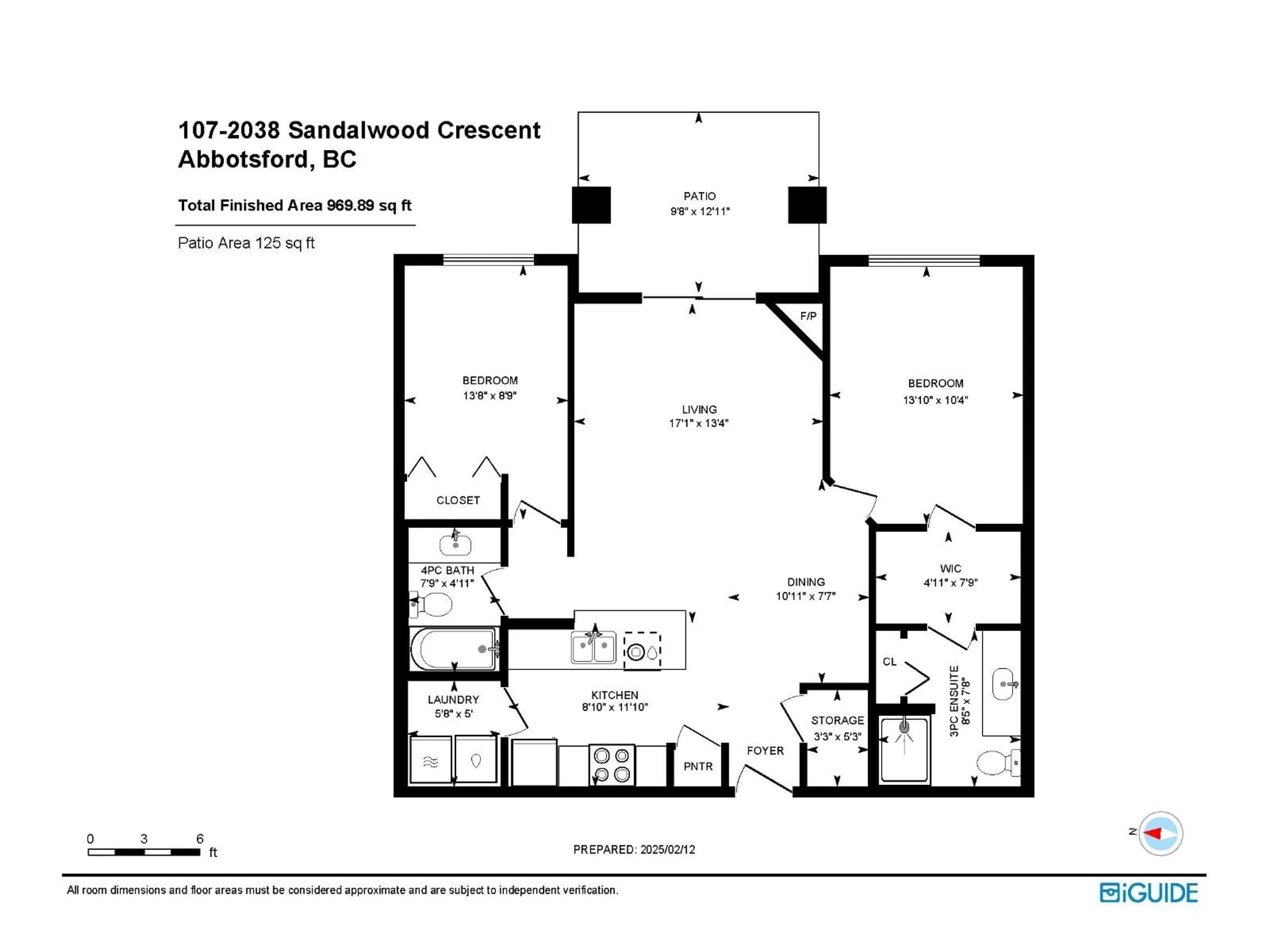 Floor plan for 107 - 2038 SANDALWOOD, Abbotsford British Columbia V2S3H6