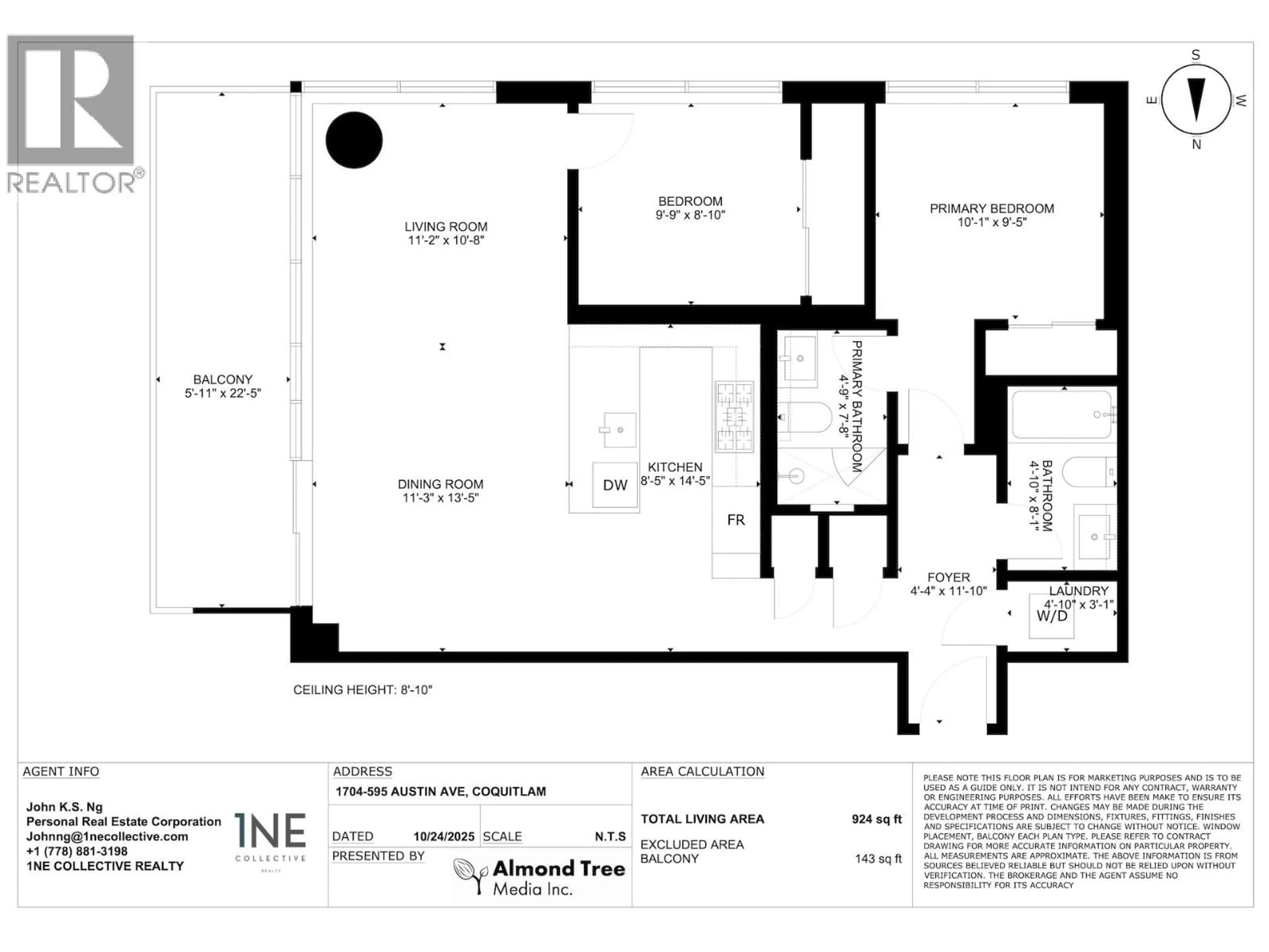 Floor plan for 1704 - 595 AUSTIN AVENUE, Coquitlam British Columbia V3K0G7