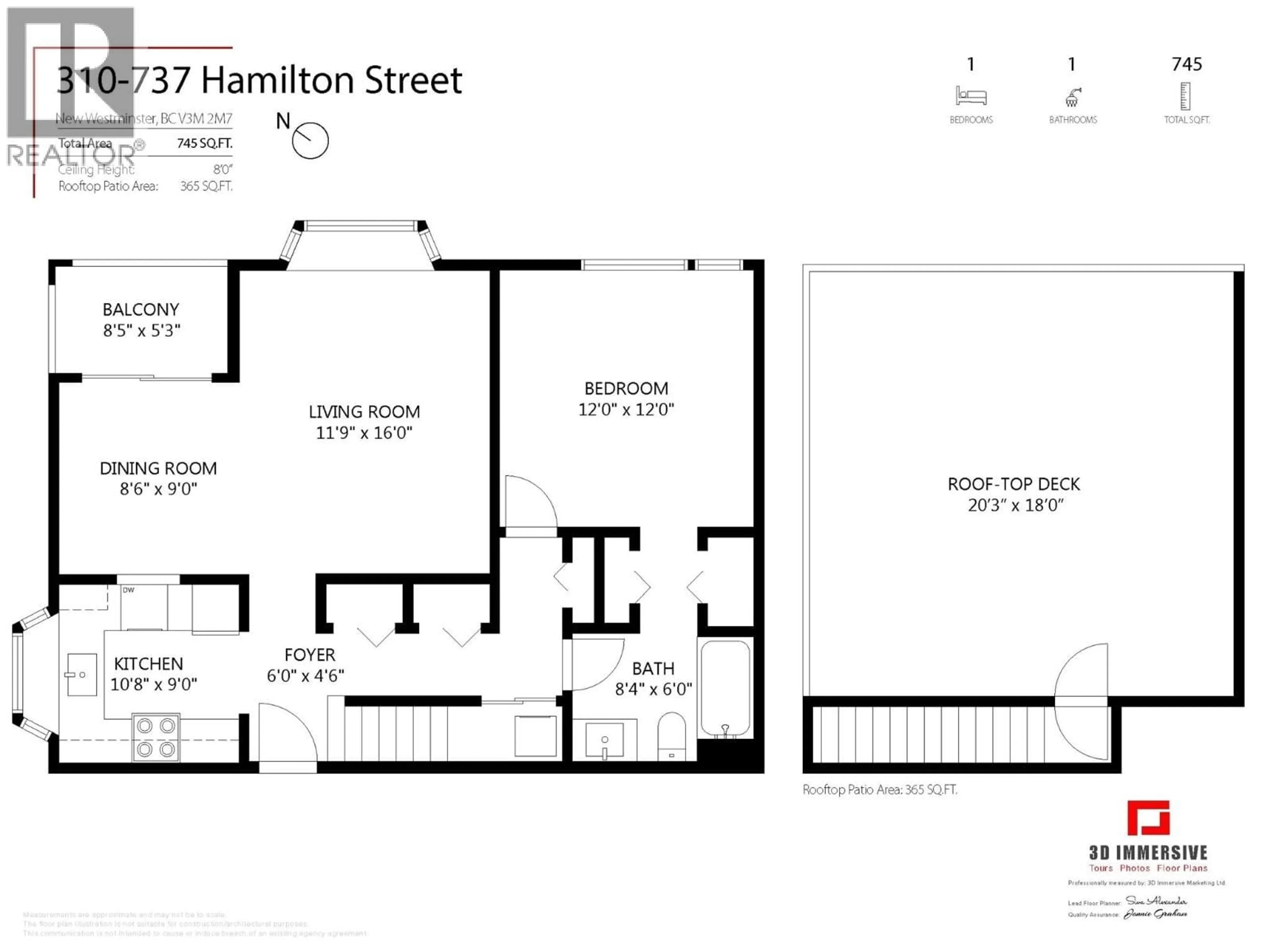 Floor plan for 310 - 737 HAMILTON STREET, New Westminster British Columbia V3M2M7