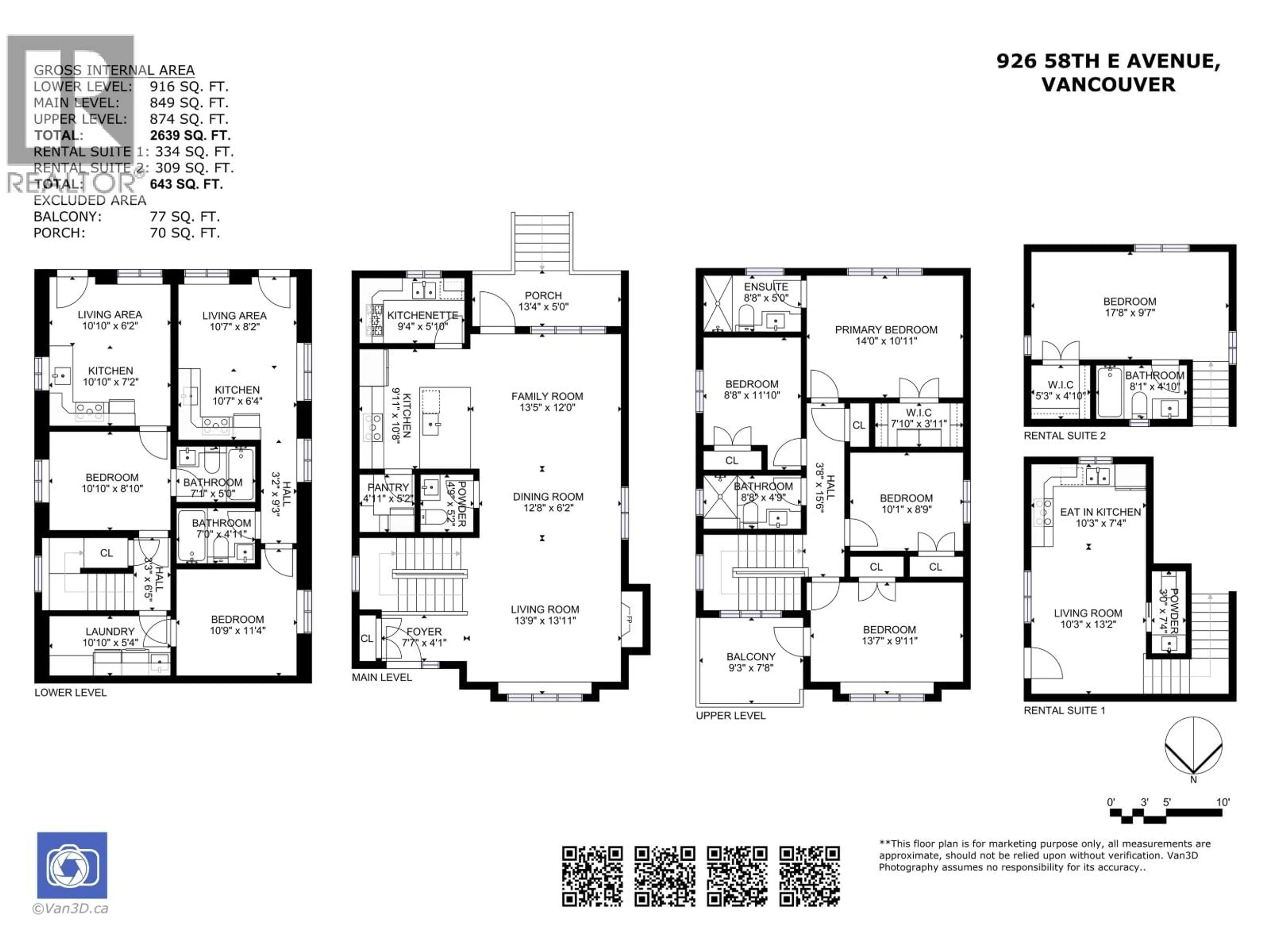 Floor plan for 926 58TH AVENUE, Vancouver British Columbia V5X1W5