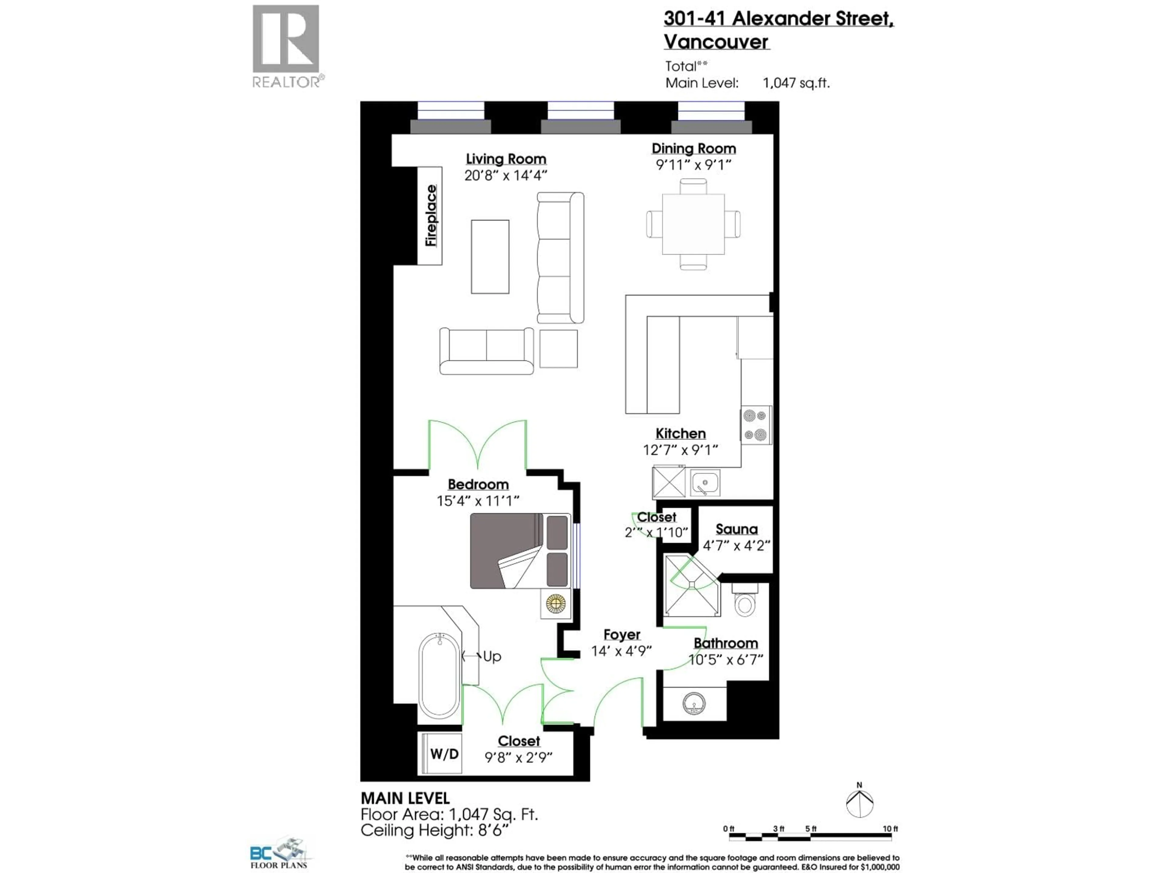 Floor plan for 301 - 41 ALEXANDER STREET, Vancouver British Columbia V6A1B2