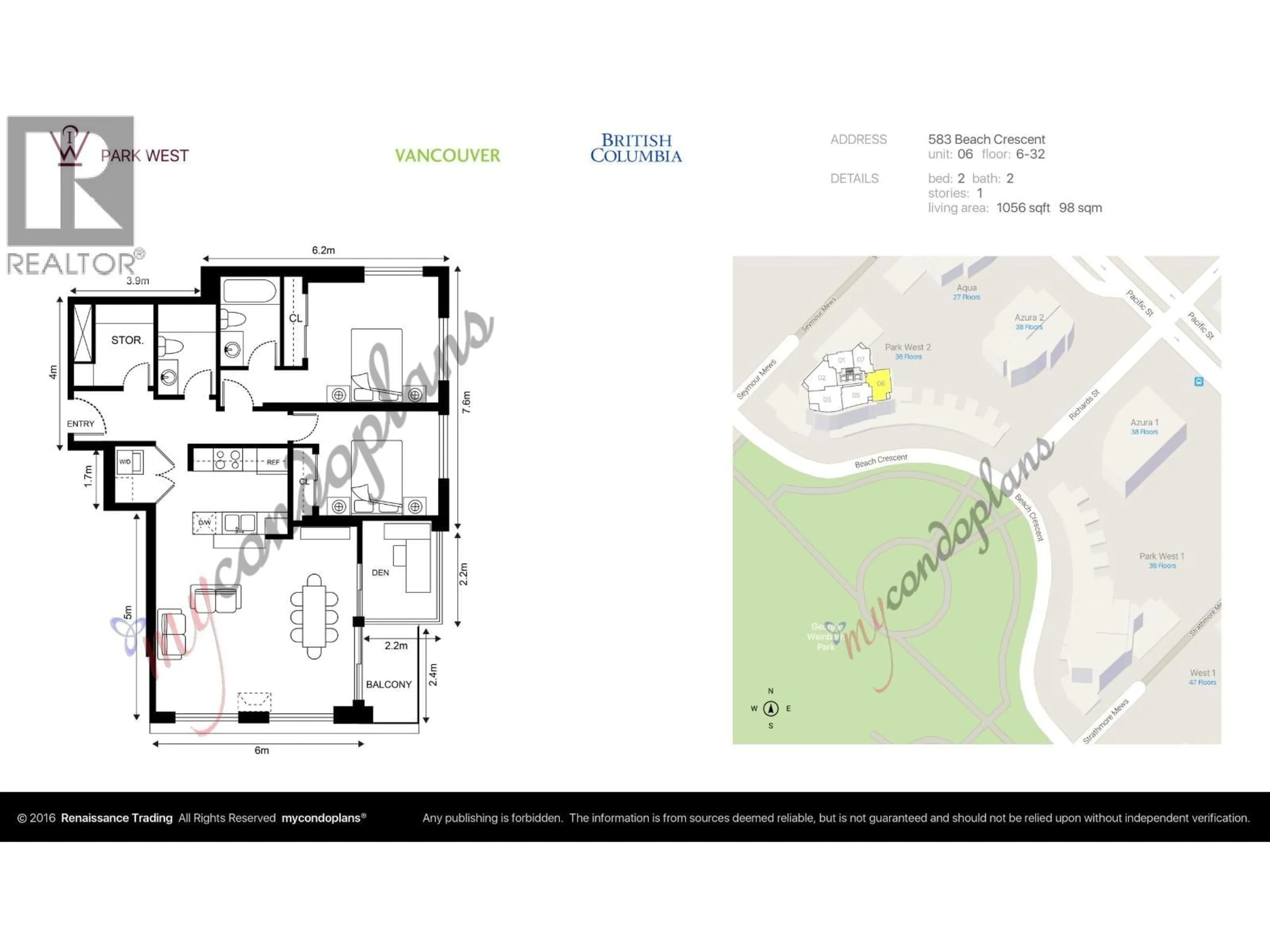 Floor plan for 2606 - 583 BEACH CRESCENT, Vancouver British Columbia V6Z3E6