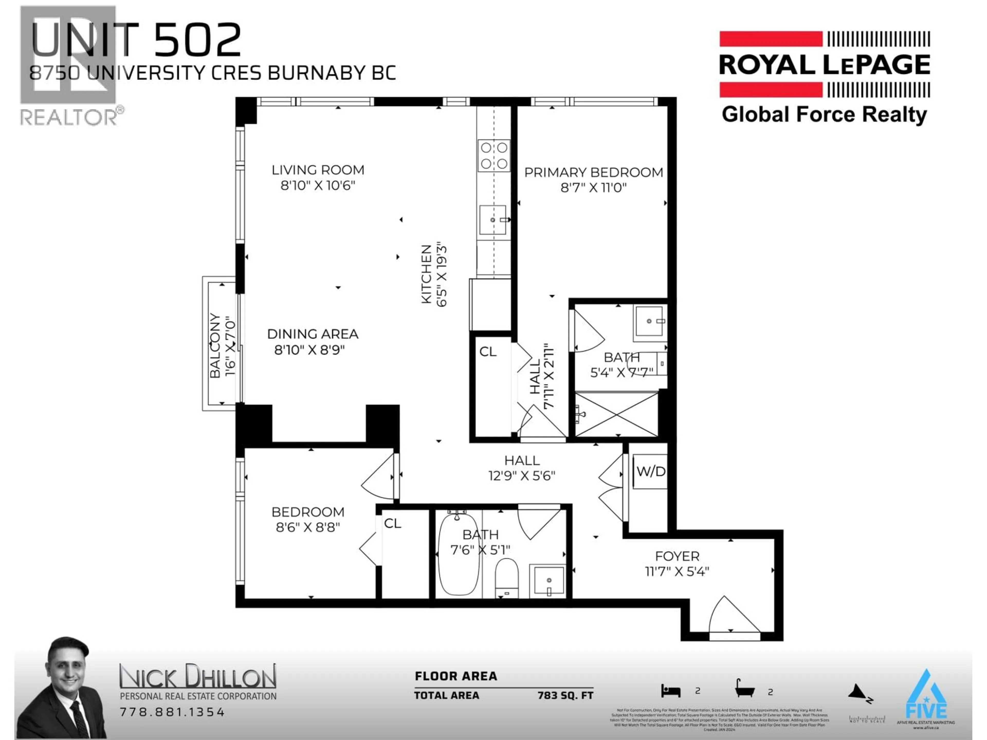 Floor plan for 502 - 8750 UNIVERSITY CRESCENT, Burnaby British Columbia V5A0G9