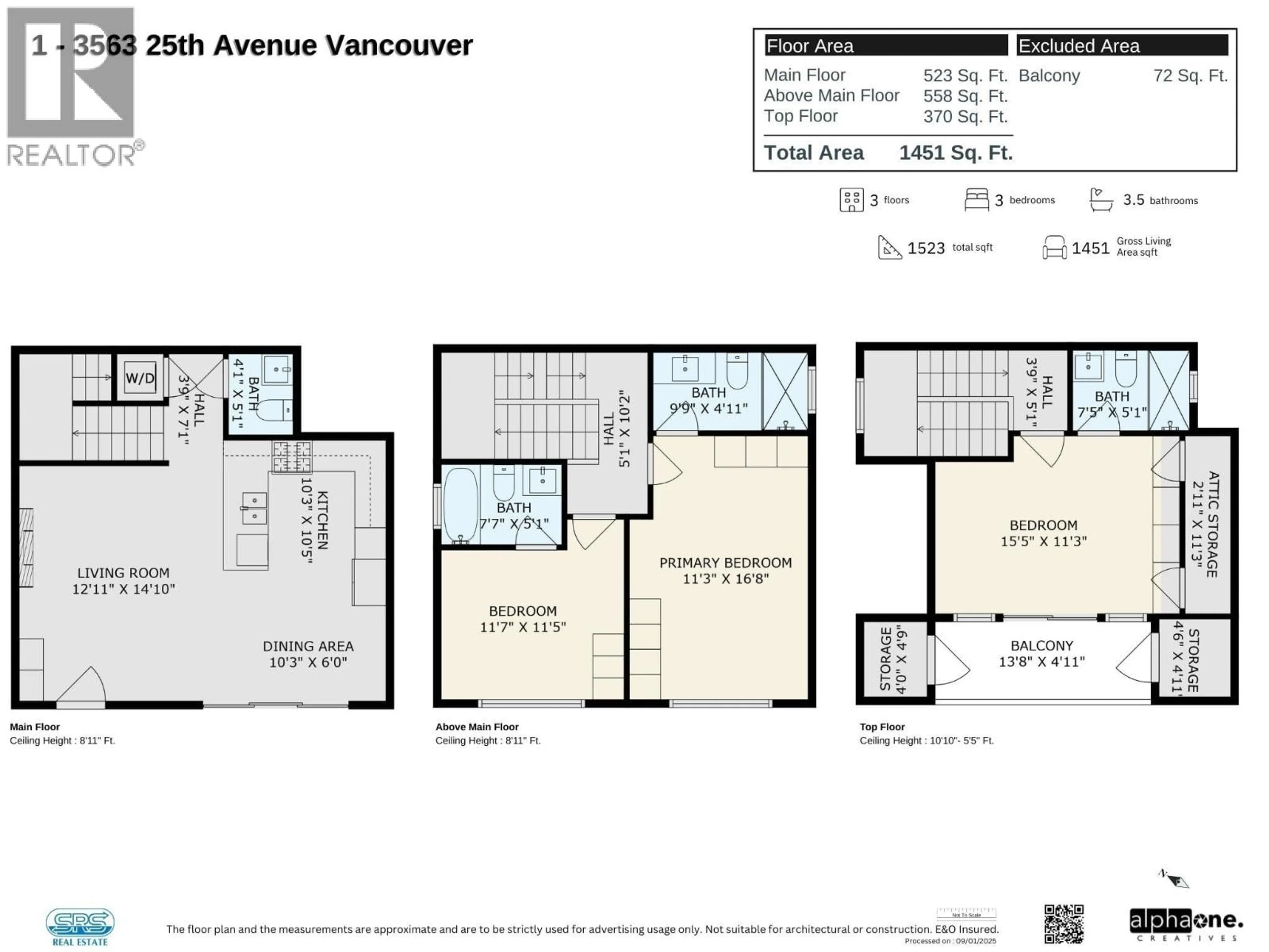 Floor plan for 1 - 3563 25TH AVENUE, Vancouver British Columbia V5R1K3