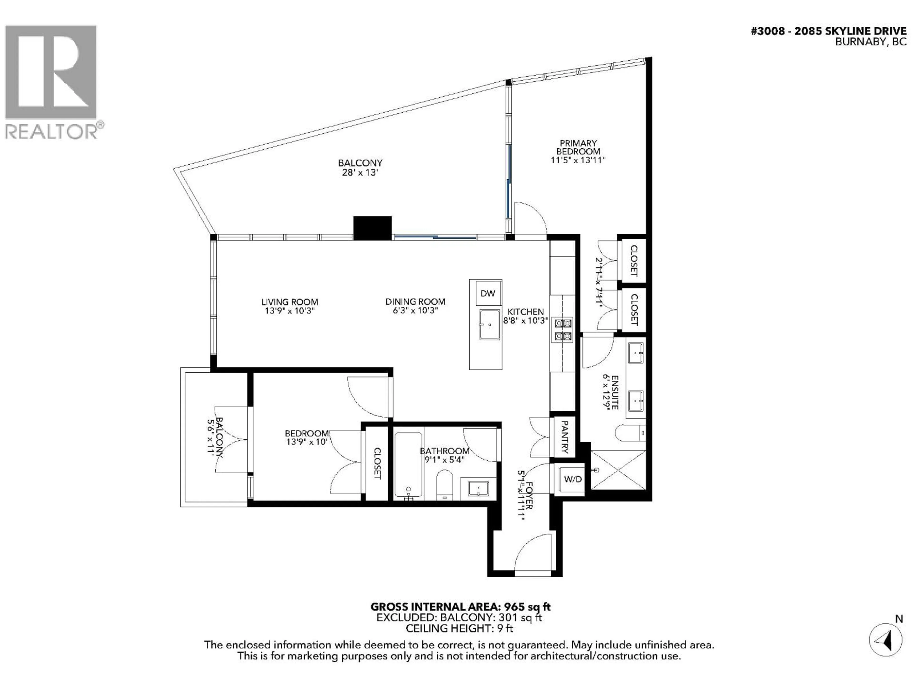 Floor plan for 3008 - 2085 SKYLINE COURT, Burnaby British Columbia V5C0M6