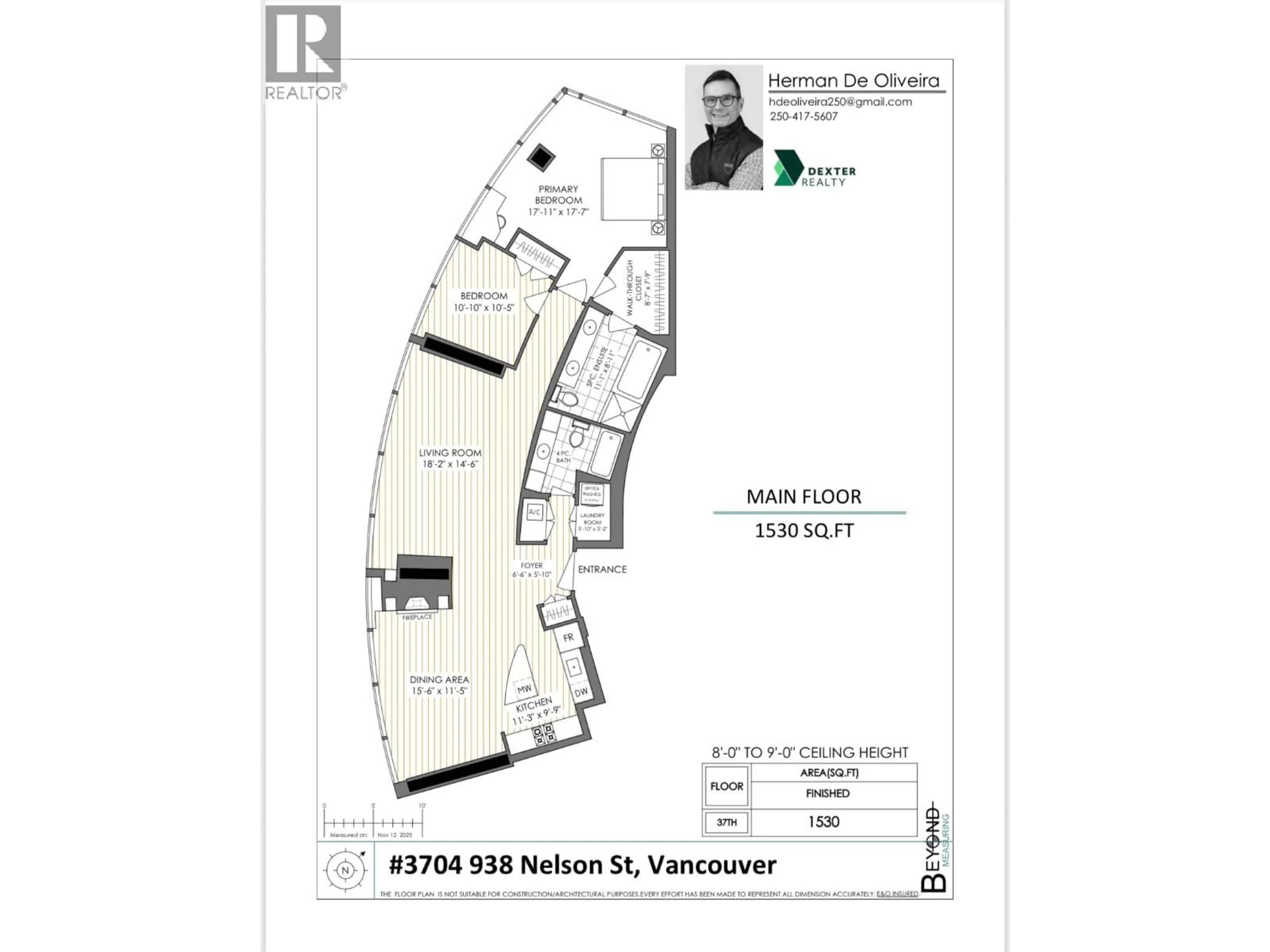 Floor plan for 3704 - 938 NELSON STREET, Vancouver British Columbia V6Z3A7