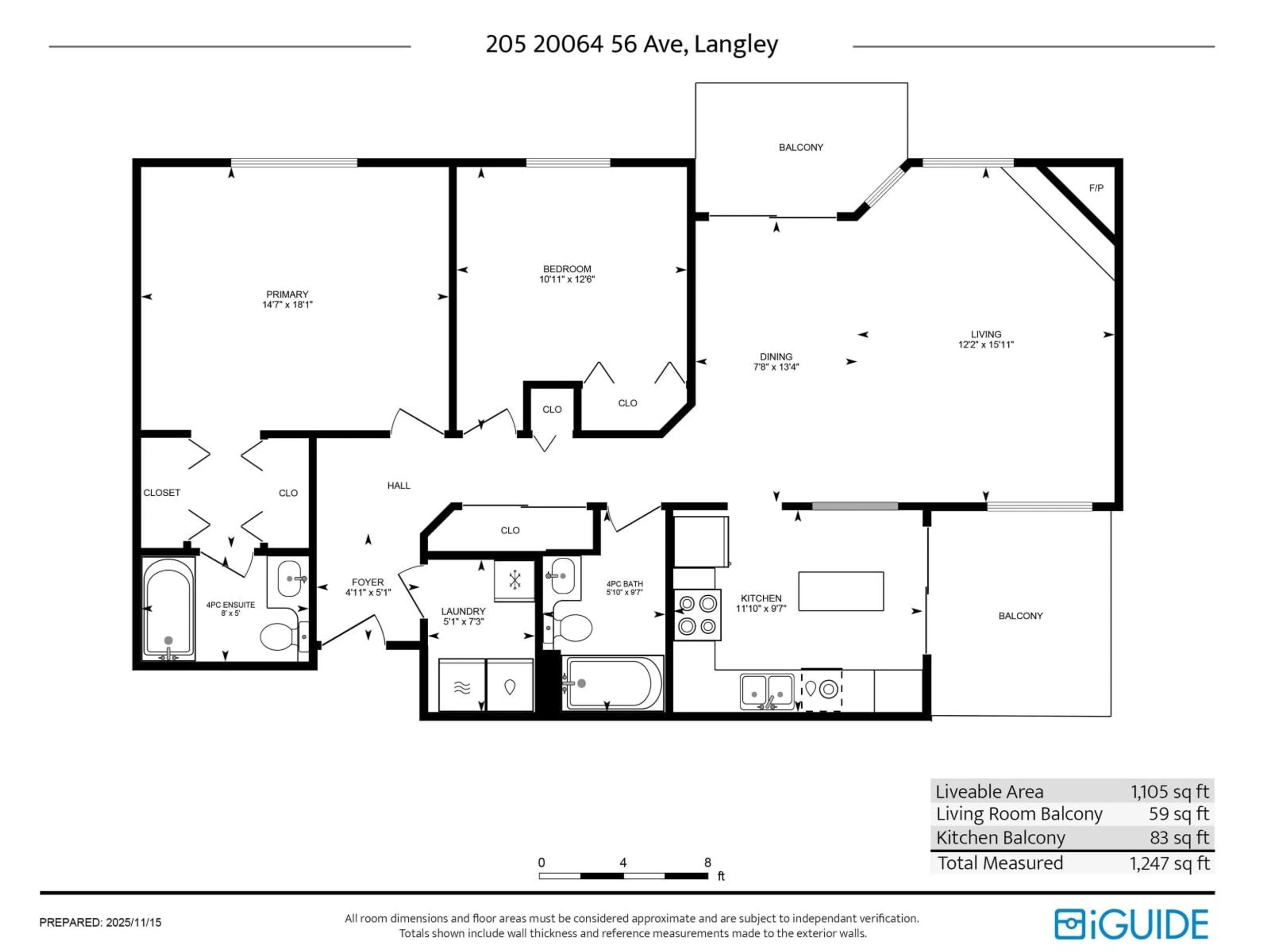 Floor plan for 205 - 20064 56, Langley British Columbia V3A3Y4