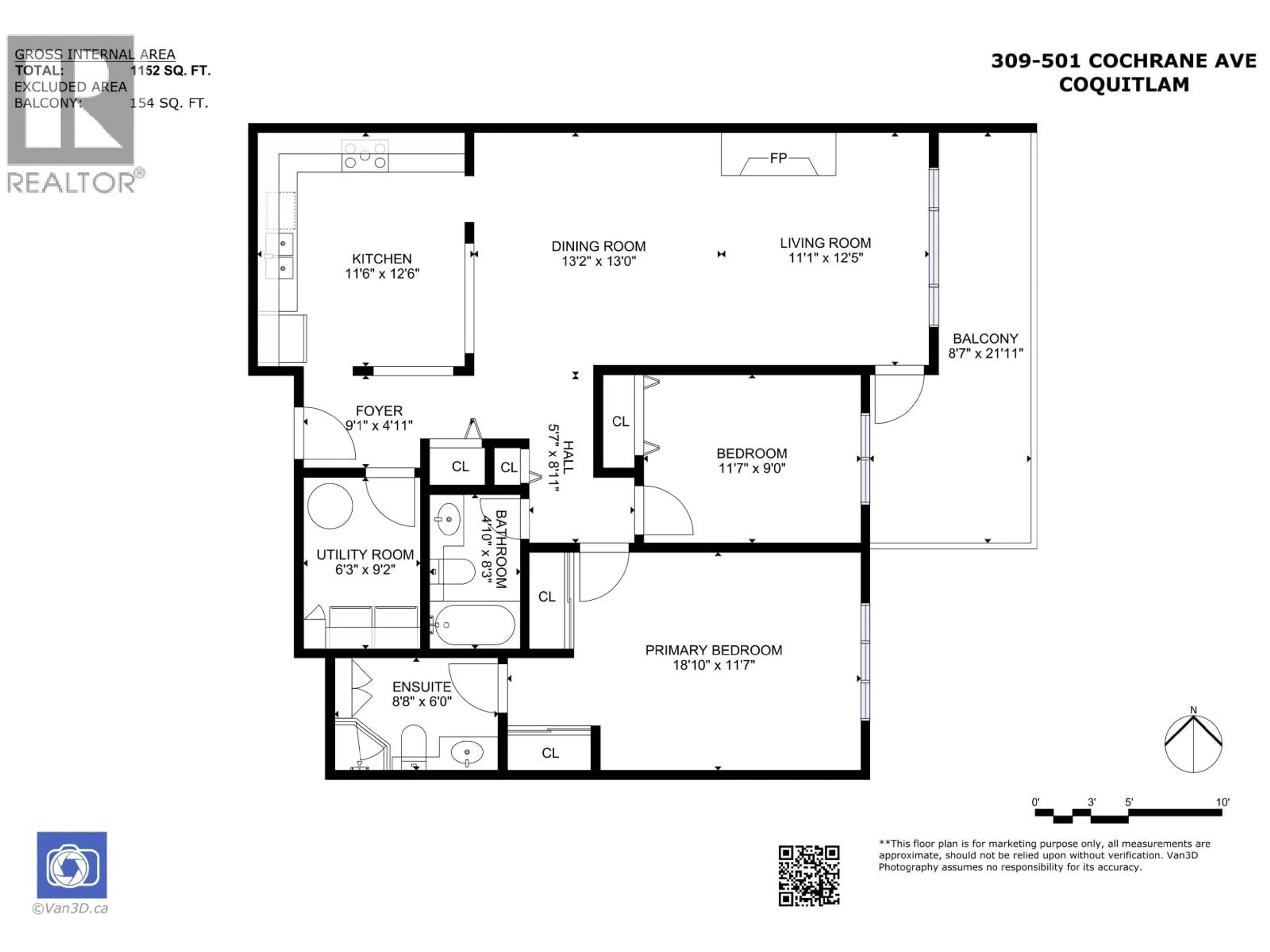 Floor plan for 309 - 501 COCHRANE AVENUE, Coquitlam British Columbia V3J7W5