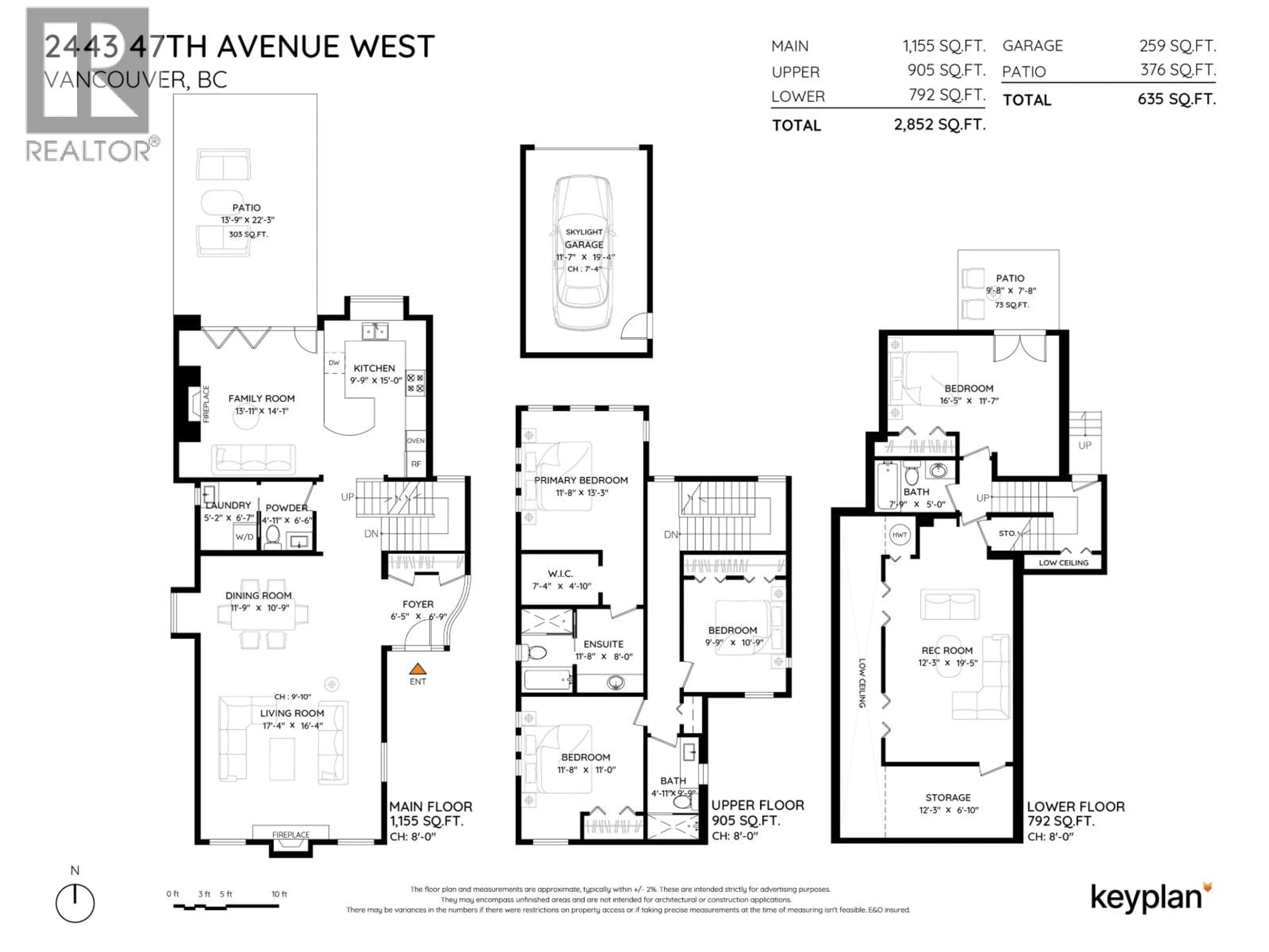 Floor plan for 2443 47TH AVENUE, Vancouver British Columbia V6M2N3