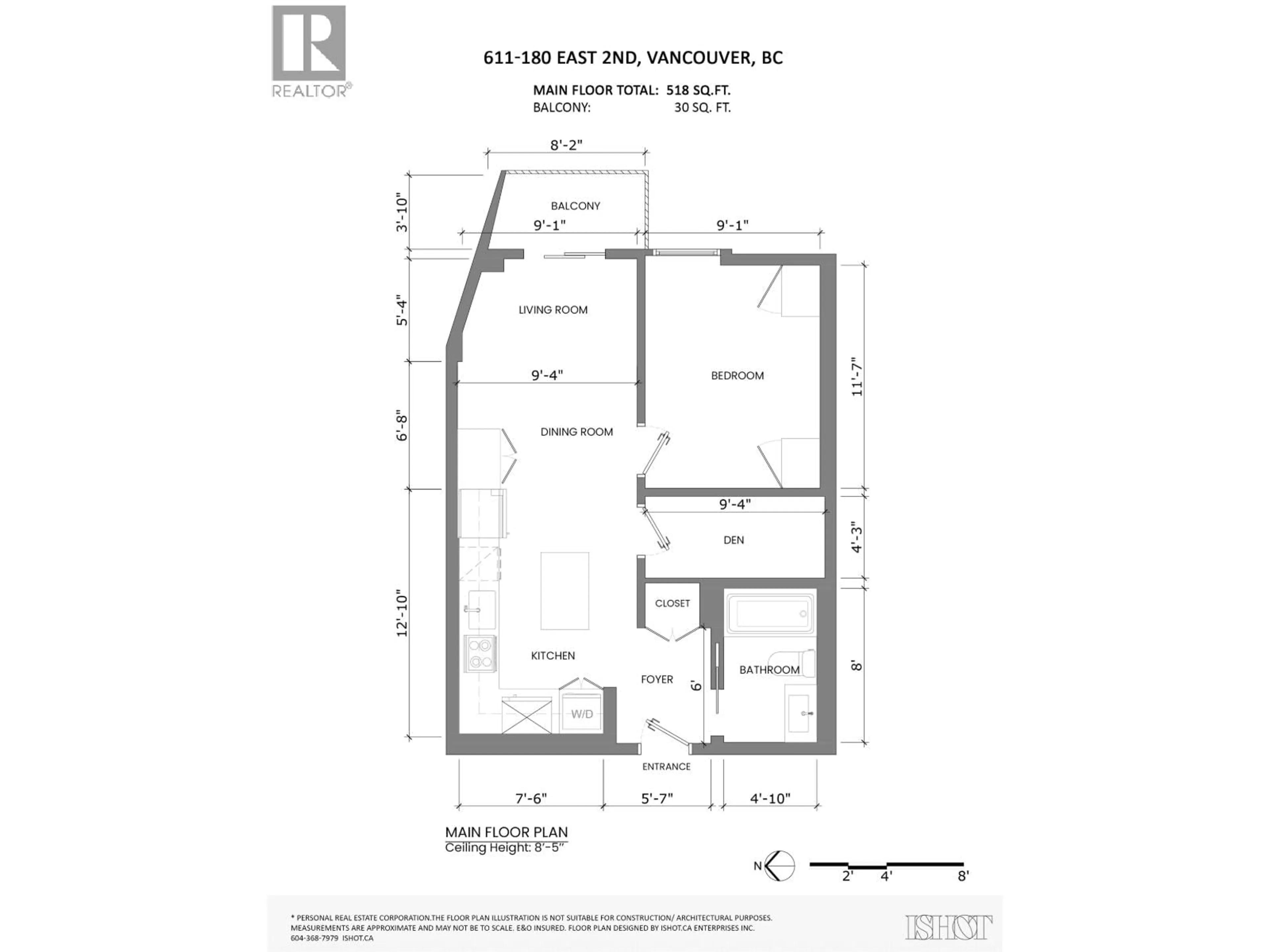 Floor plan for 611 - 180 2ND AVENUE, Vancouver British Columbia V5T0K4