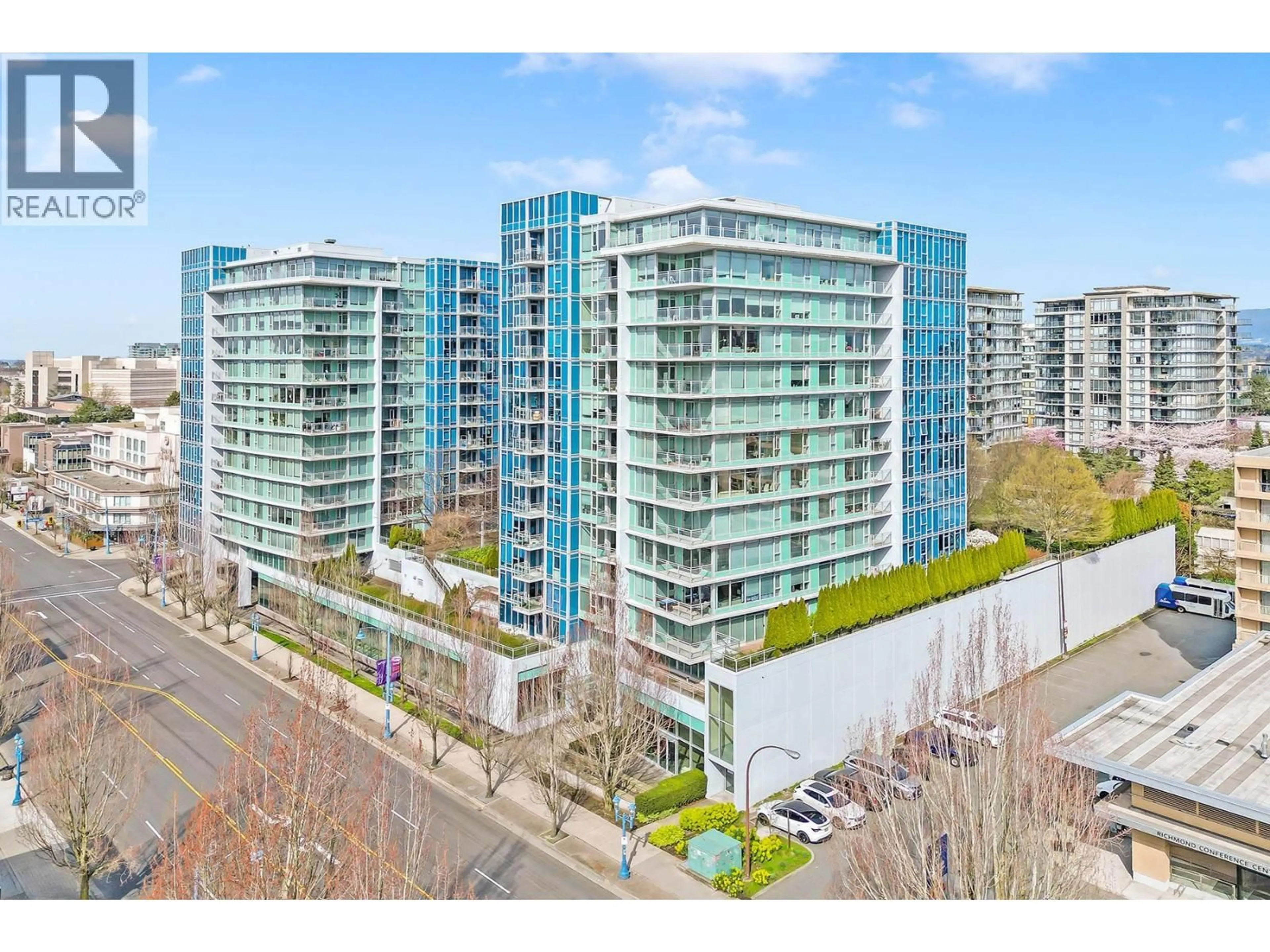 A pic from outside/outdoor area/front of a property/back of a property/a pic from drone, city buildings view from balcony for 1509 - 7373 WESTMINSTER HIGHWAY, Richmond British Columbia V6X0B5