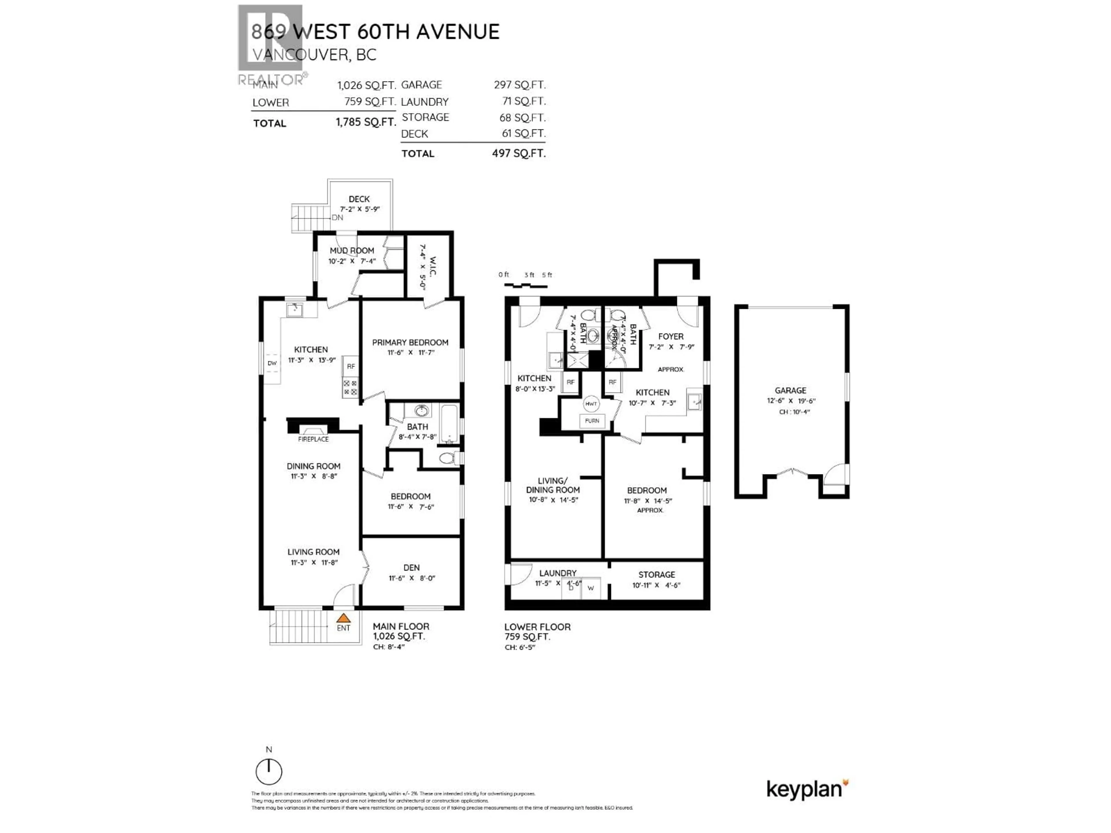 Floor plan for 869 60TH AVENUE, Vancouver British Columbia V6P2A2