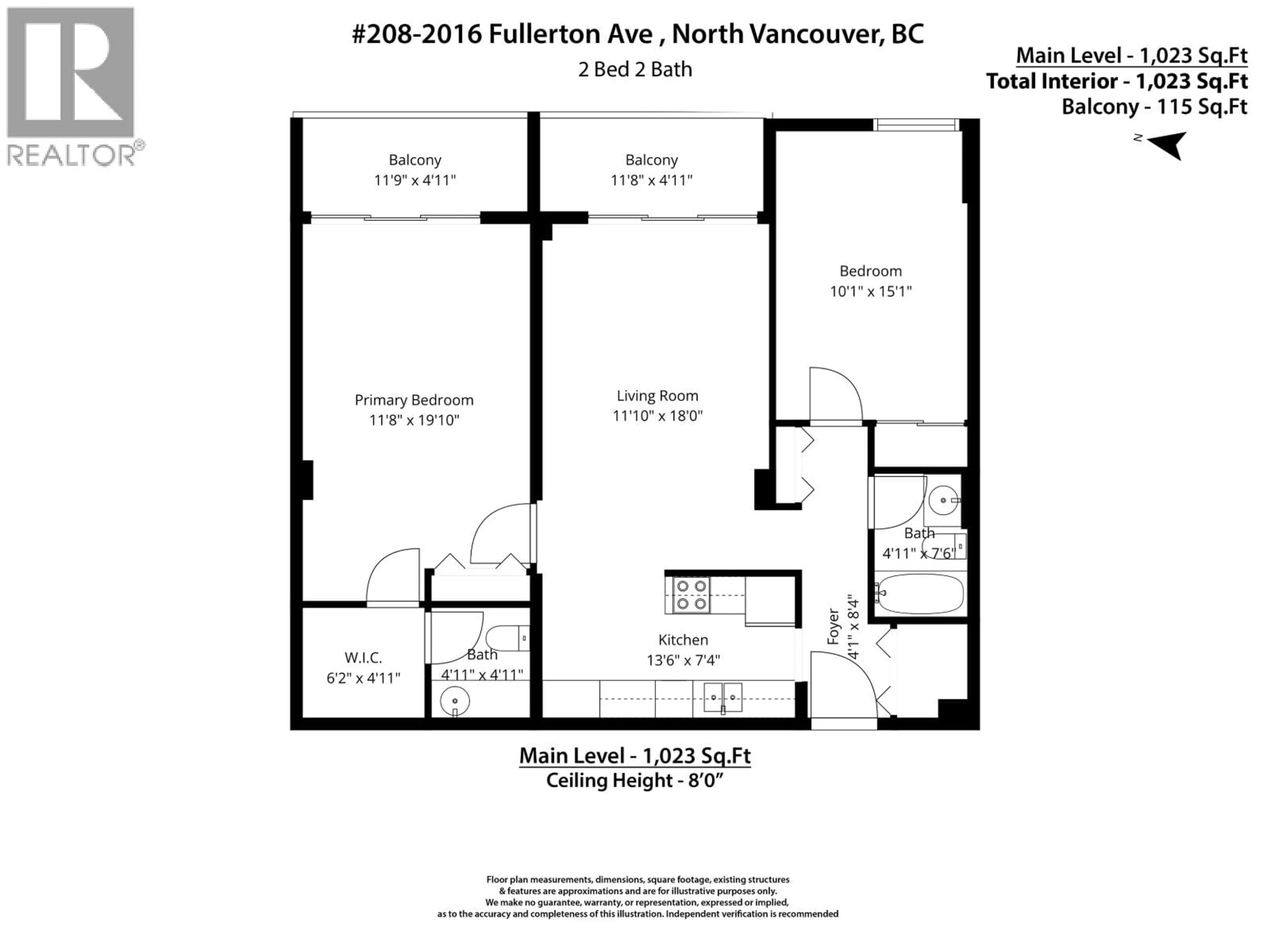 Floor plan for 208 - 2016 FULLERTON AVENUE, North Vancouver British Columbia V7P3E6