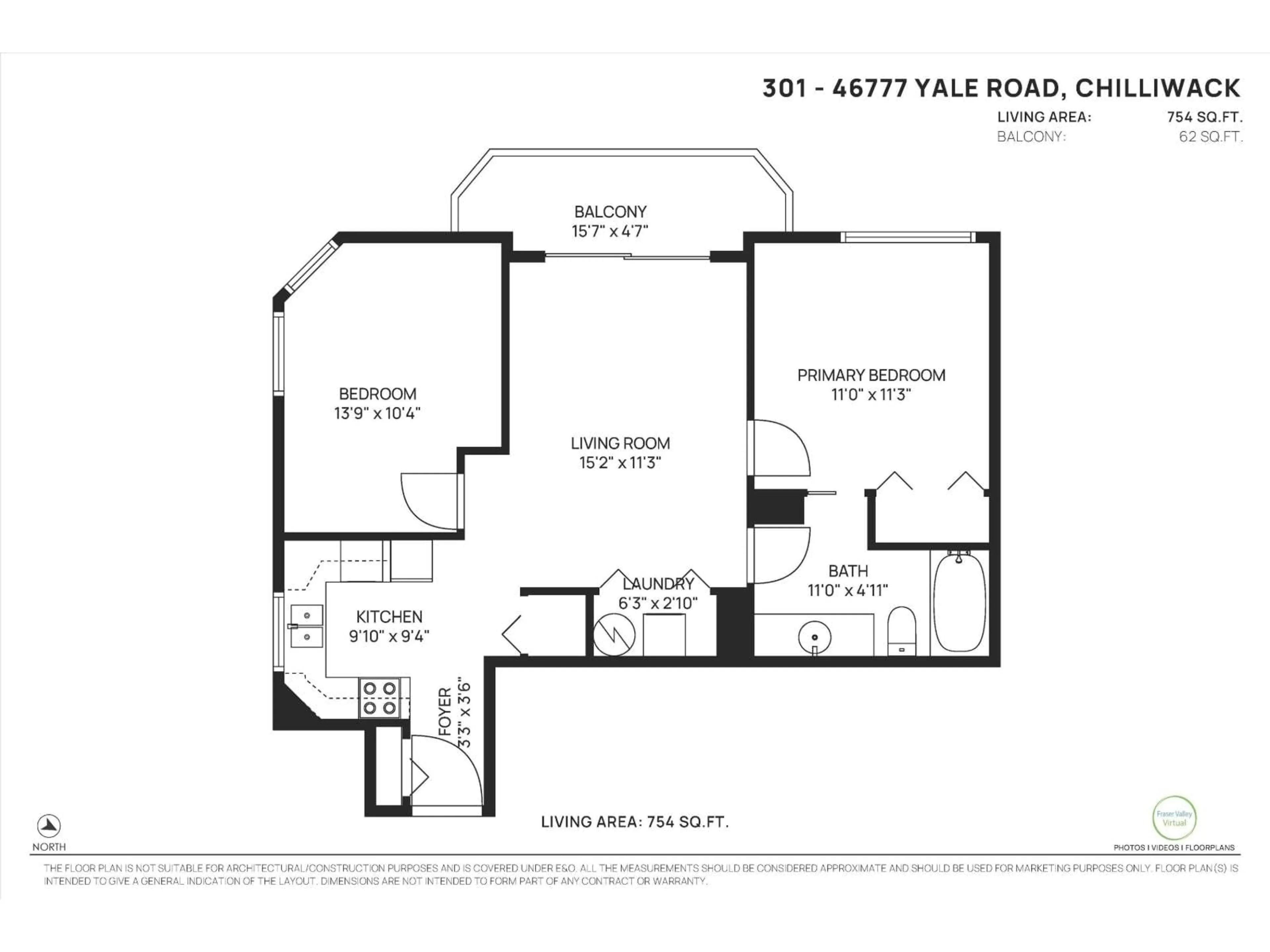 Floor plan for 301 - 46777 YALE ROAD, Chilliwack British Columbia V2P2S3