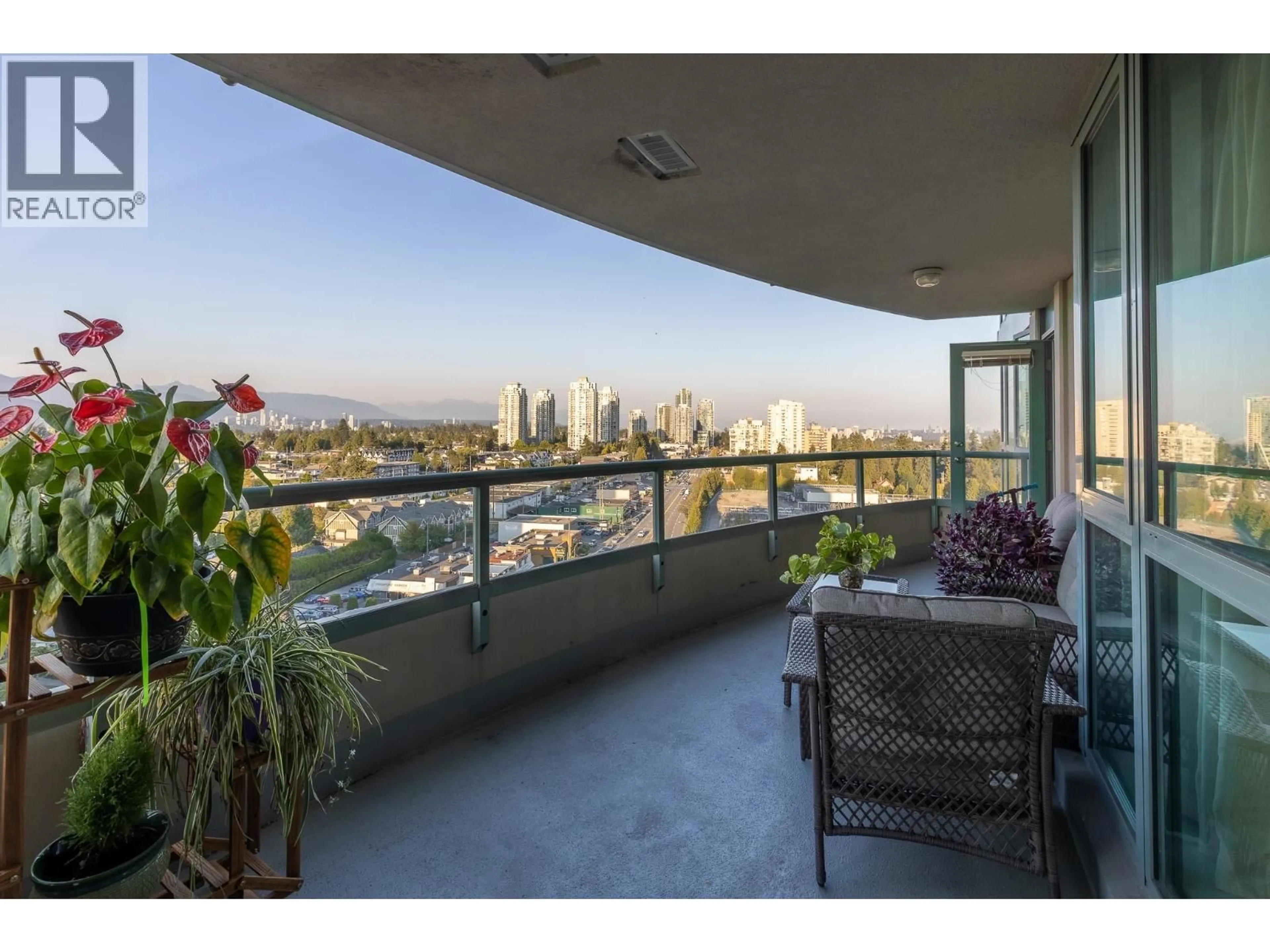 Balcony in the apartment, city buildings view from balcony for 1401 - 6659 SOUTHOAKS CRESCENT, Burnaby British Columbia V5E4M9