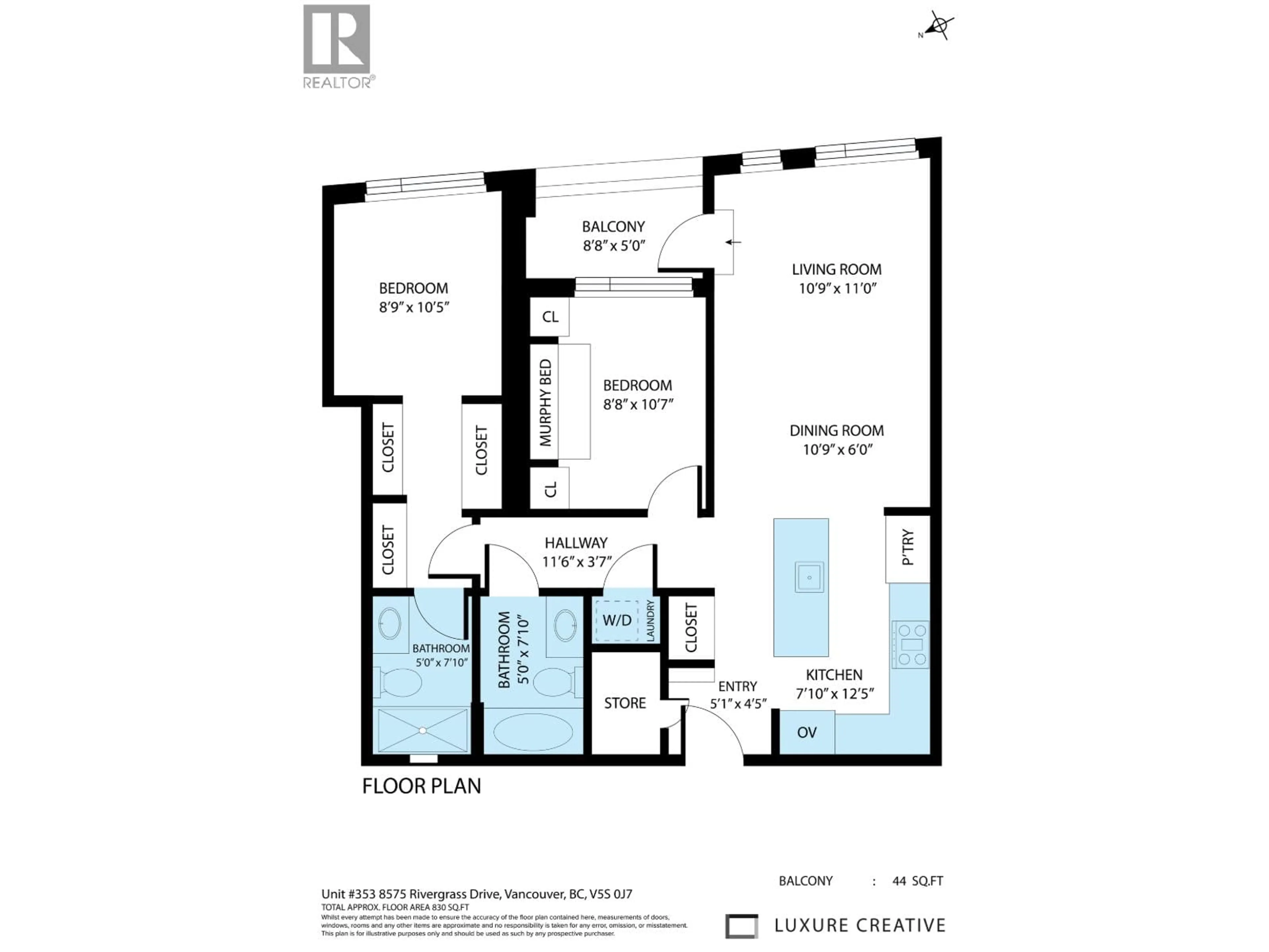 Floor plan for 353 - 8575 RIVERGRASS DRIVE, Vancouver British Columbia V5S0J7