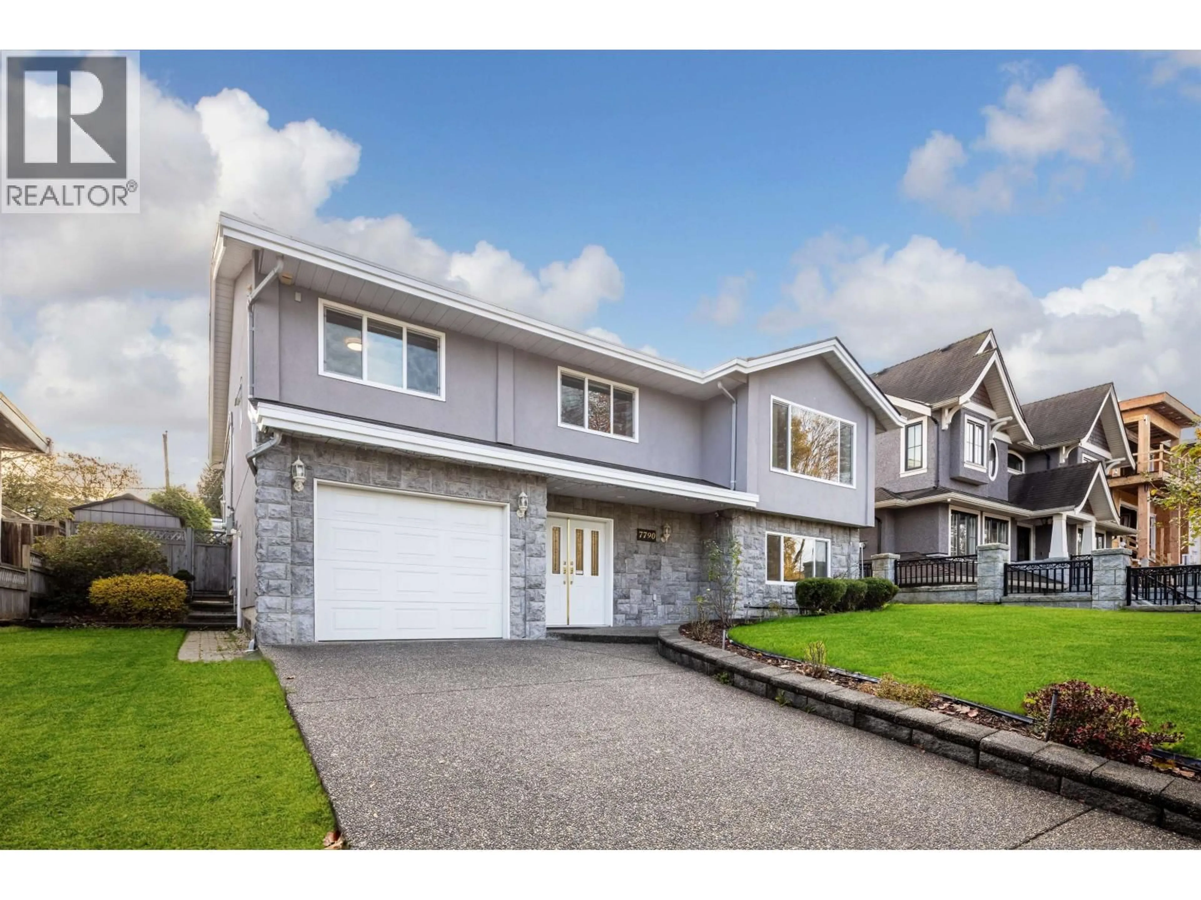 Home with vinyl exterior material, street for 7790 ALLMAN STREET, Burnaby British Columbia V5E2B1