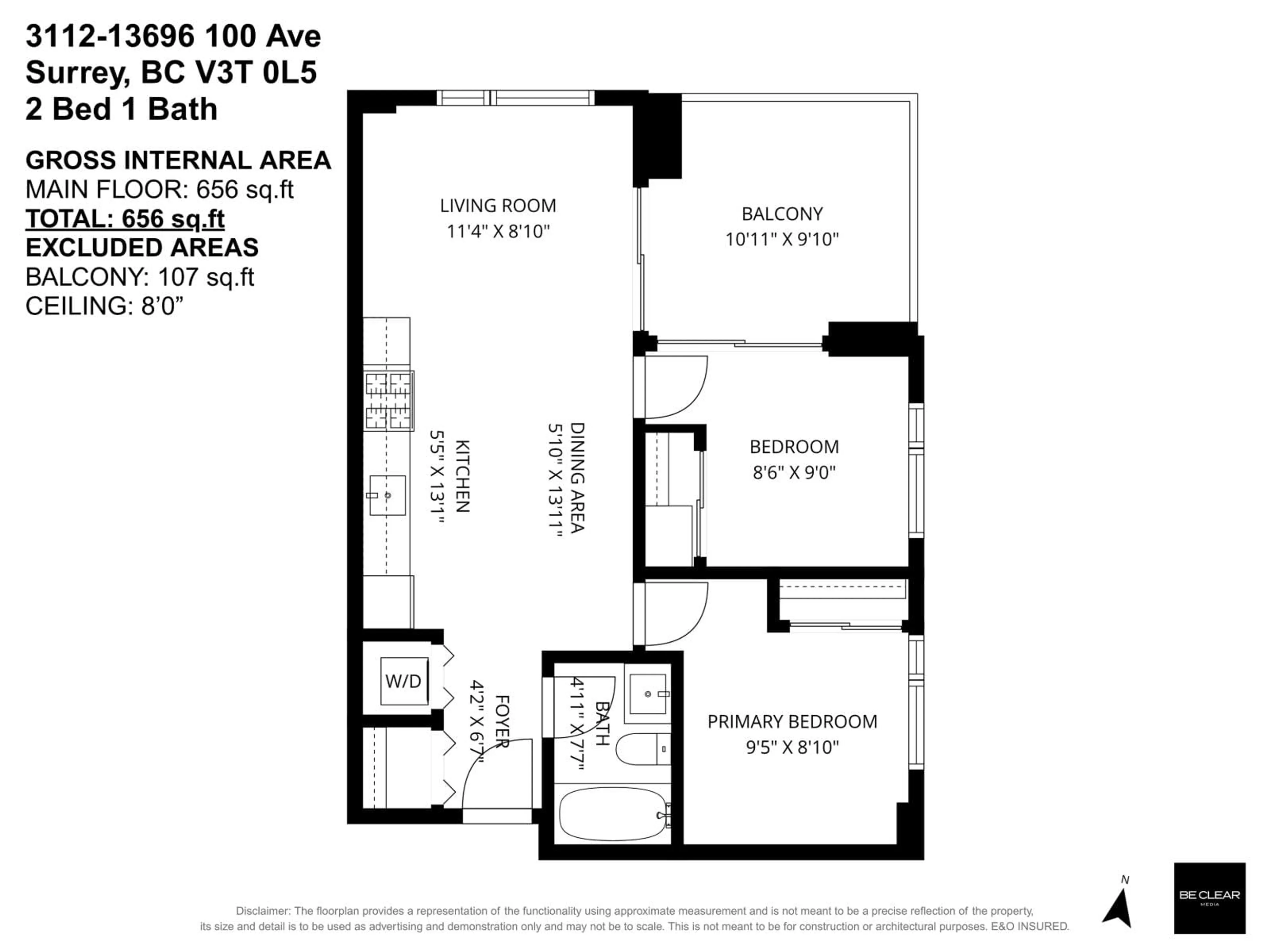 Floor plan for 3112 - 13696 100 AVENUE, Surrey British Columbia V3T0L5