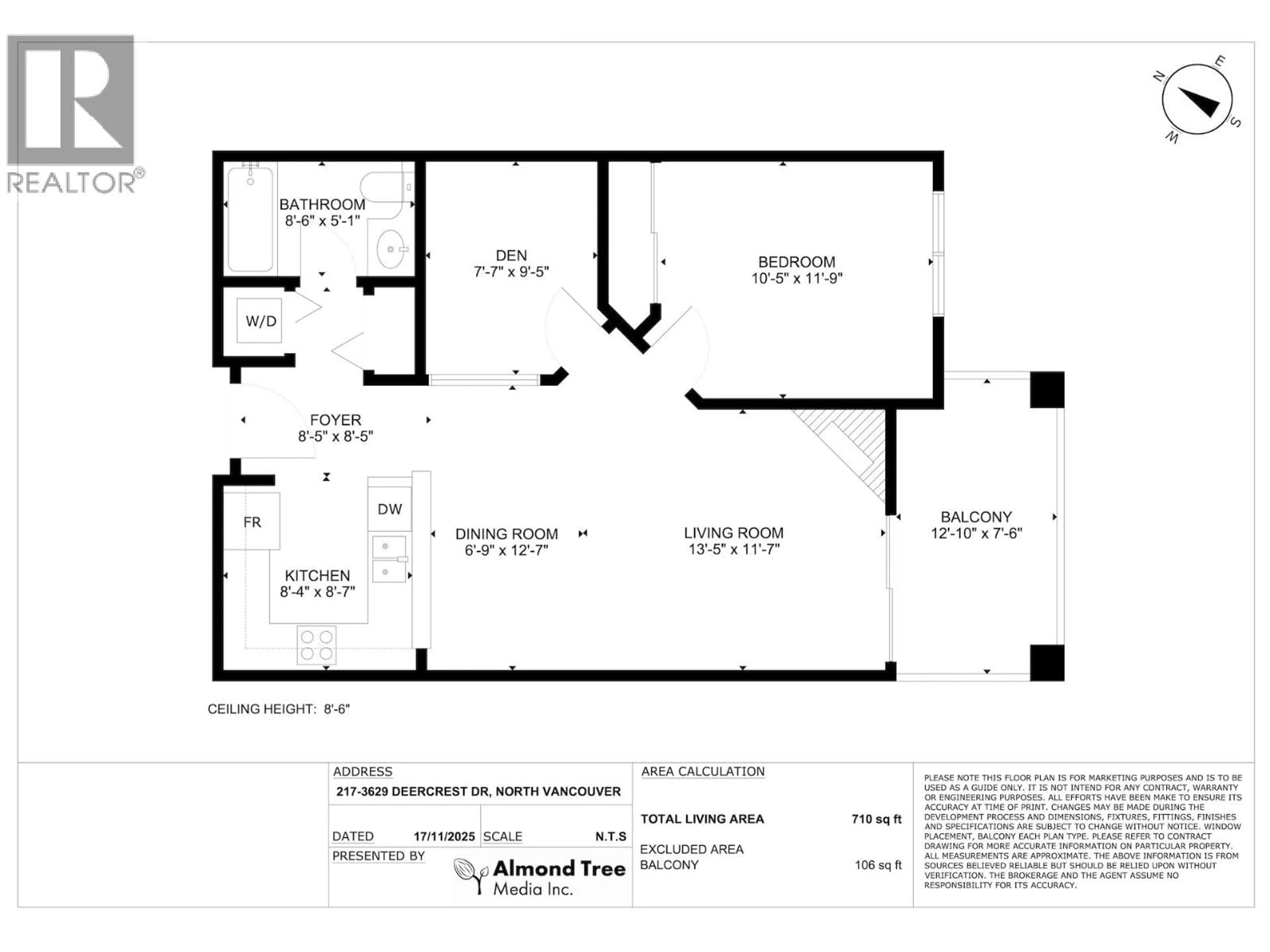 Floor plan for 217 - 3629 DEERCREST DRIVE, North Vancouver British Columbia V7G2S9