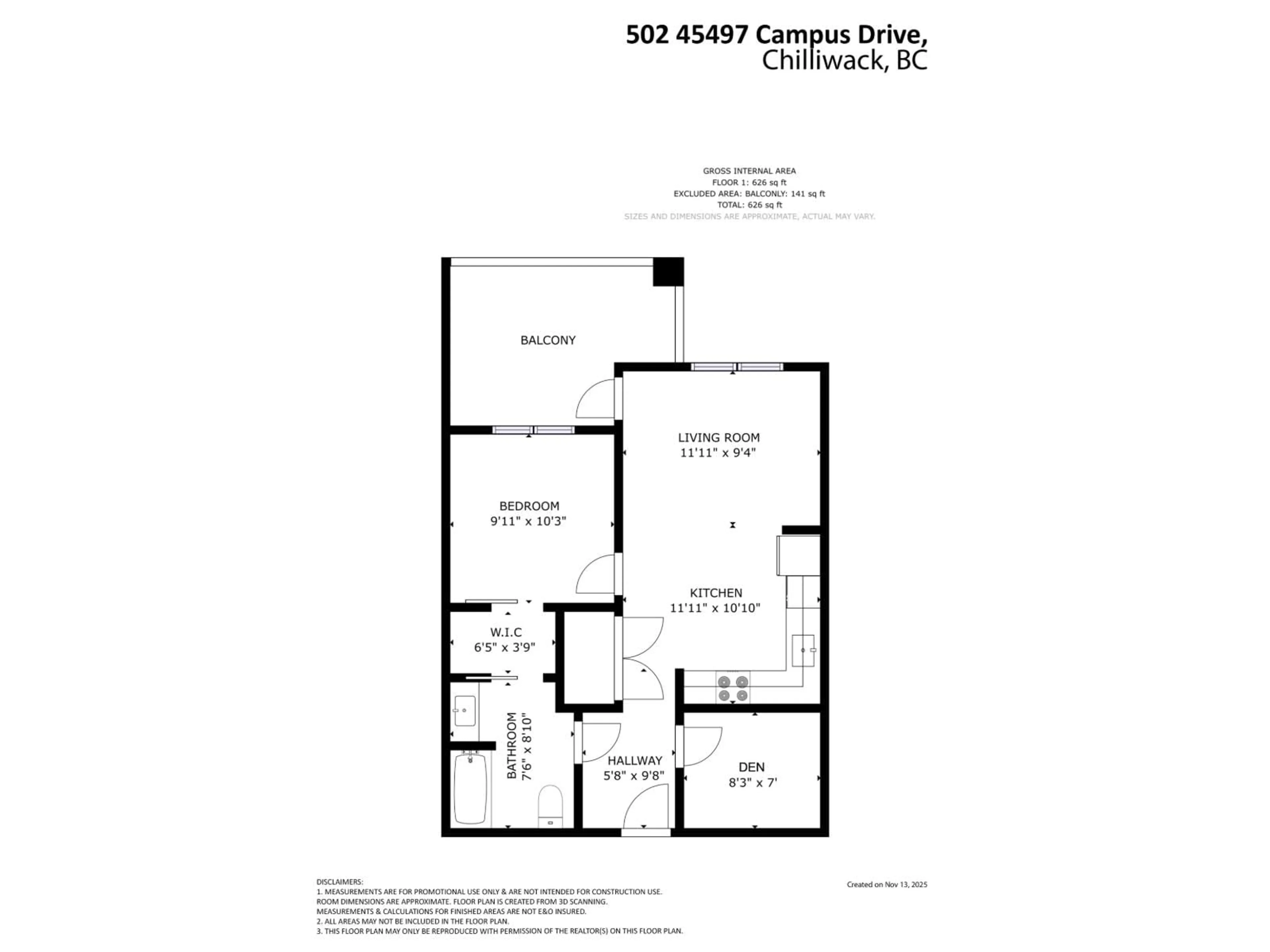 Floor plan for 502 - 45497 CAMPUS DRIVE, Chilliwack British Columbia V2R6L8