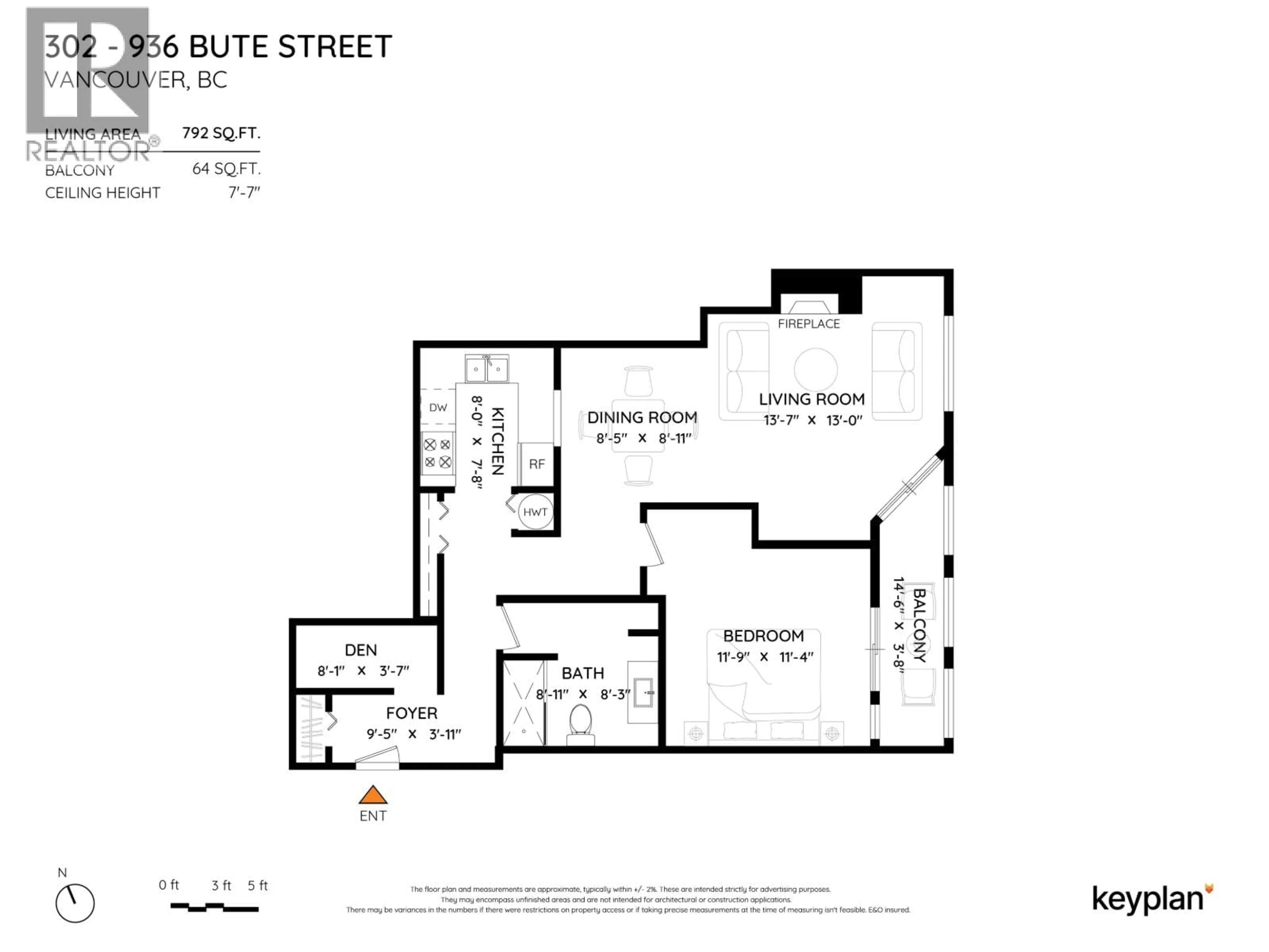 Floor plan for 302 - 936 BUTE STREET, Vancouver British Columbia V6E1Y8
