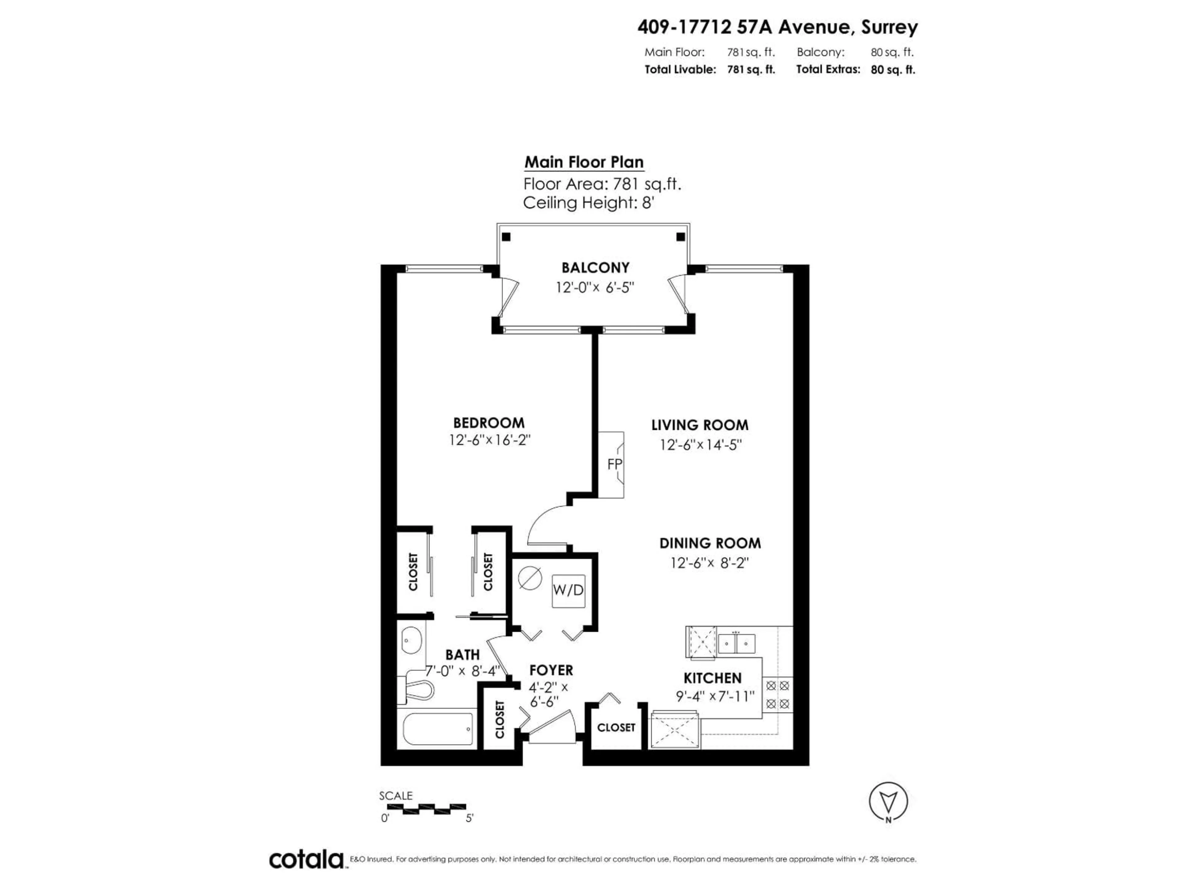 Floor plan for 409 - 17712 57A, Surrey British Columbia V3S1J1
