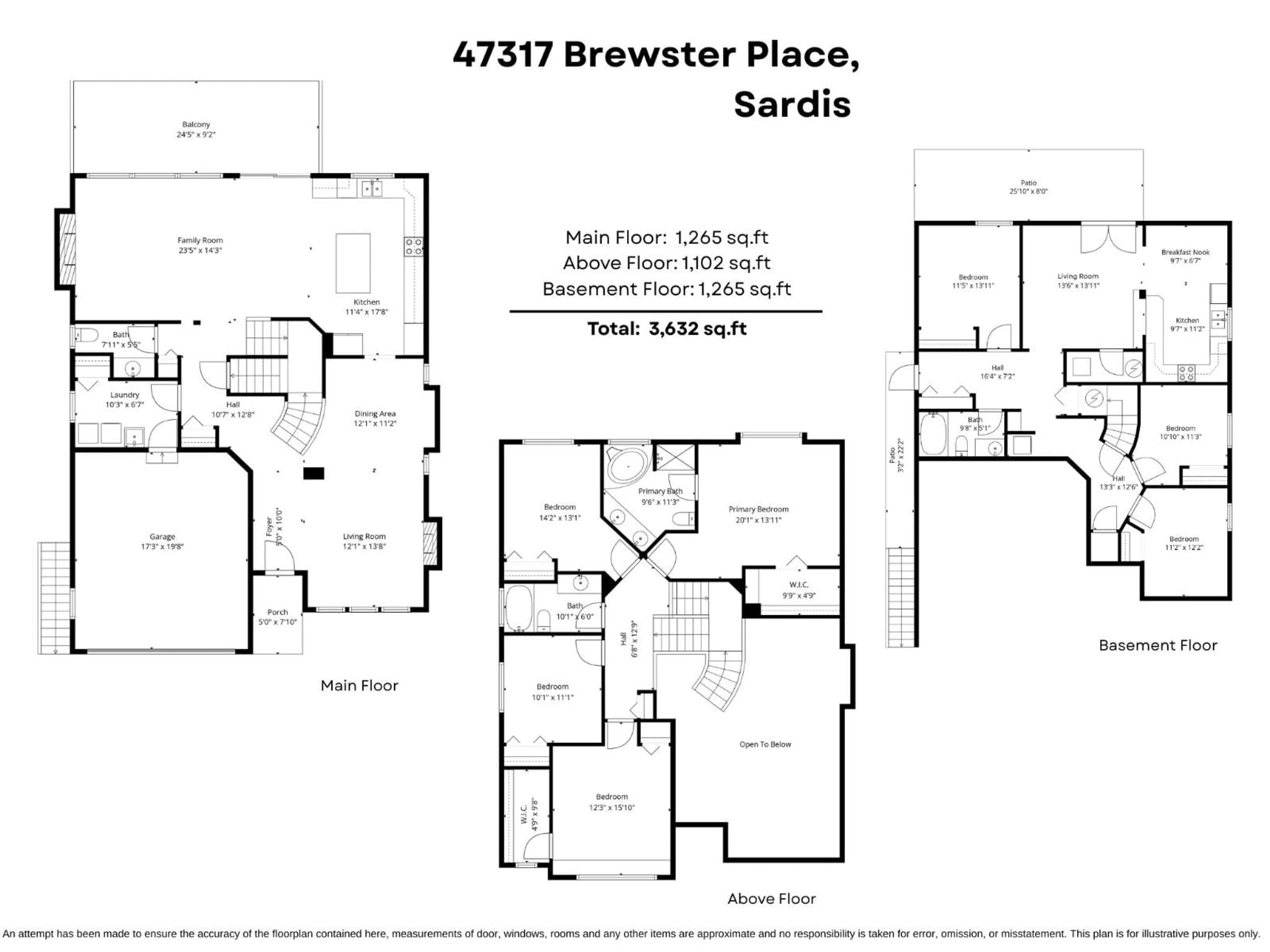 Floor plan for 47317 BREWSTER PLACE, Chilliwack British Columbia V2R5Z9