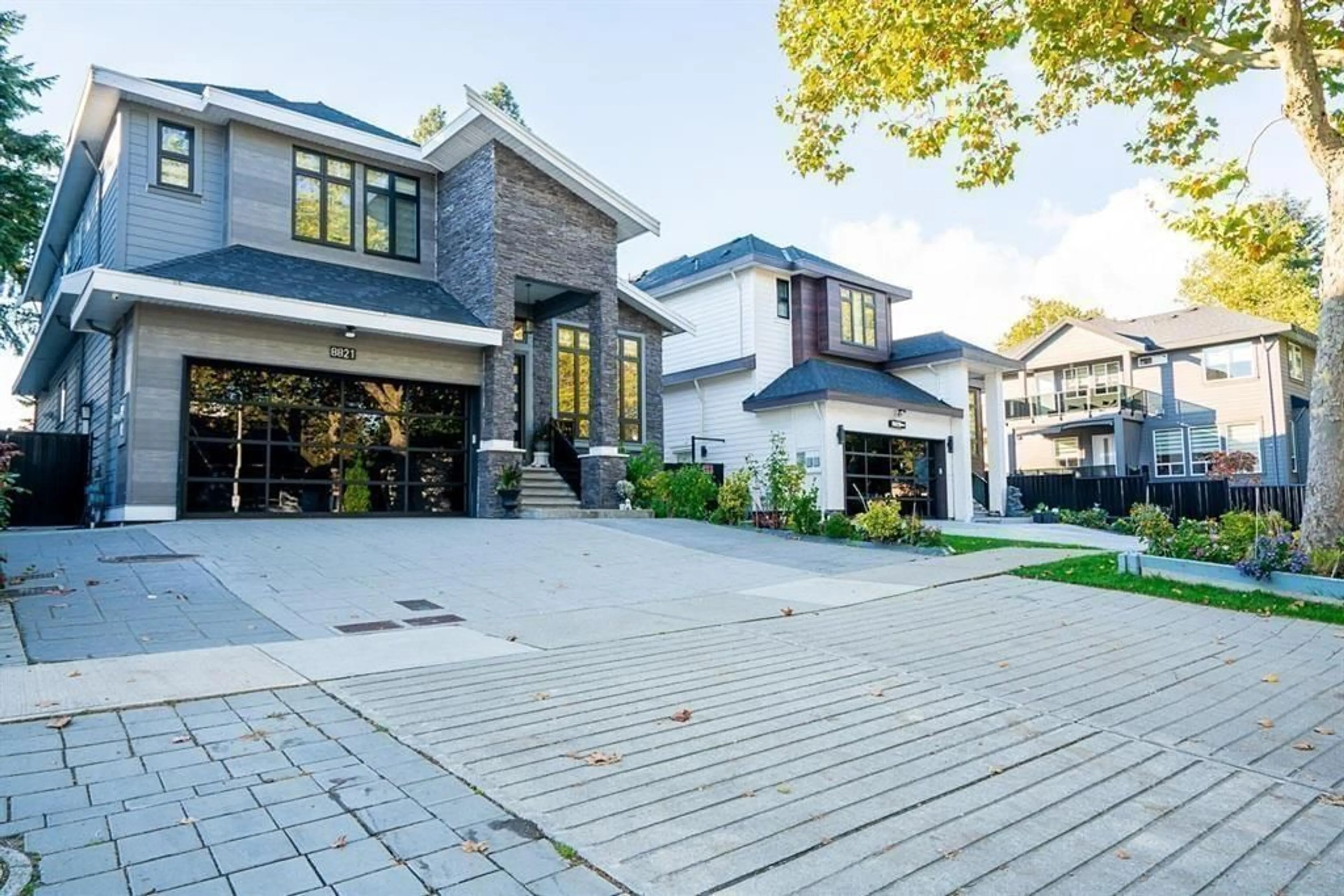 Home with brick exterior material, street for 8821 QUEEN MARY BOULEVARD, Surrey British Columbia V3V6P9