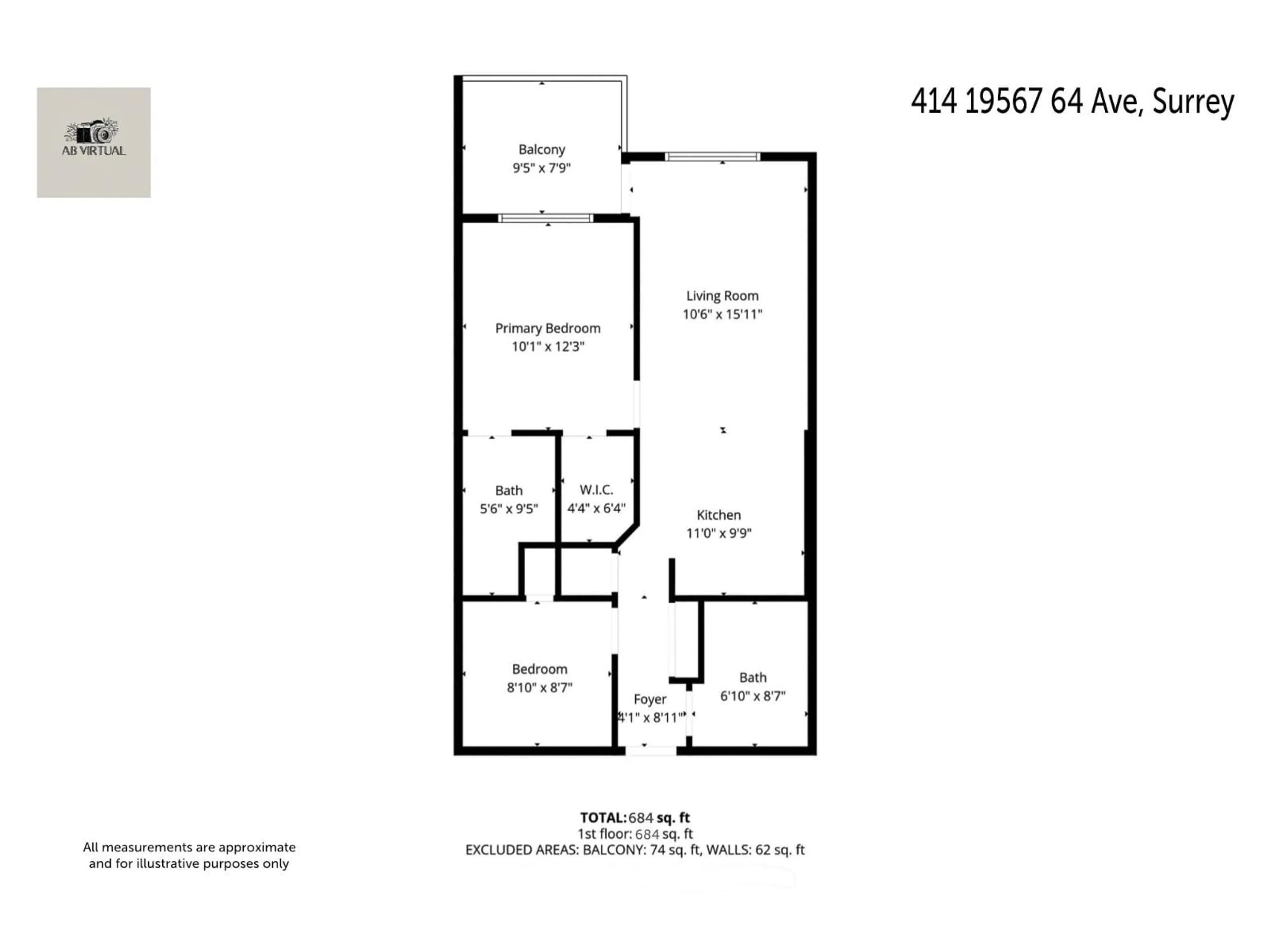 Floor plan for 414 - 19567 64 AVENUE, Surrey British Columbia V3S7H8