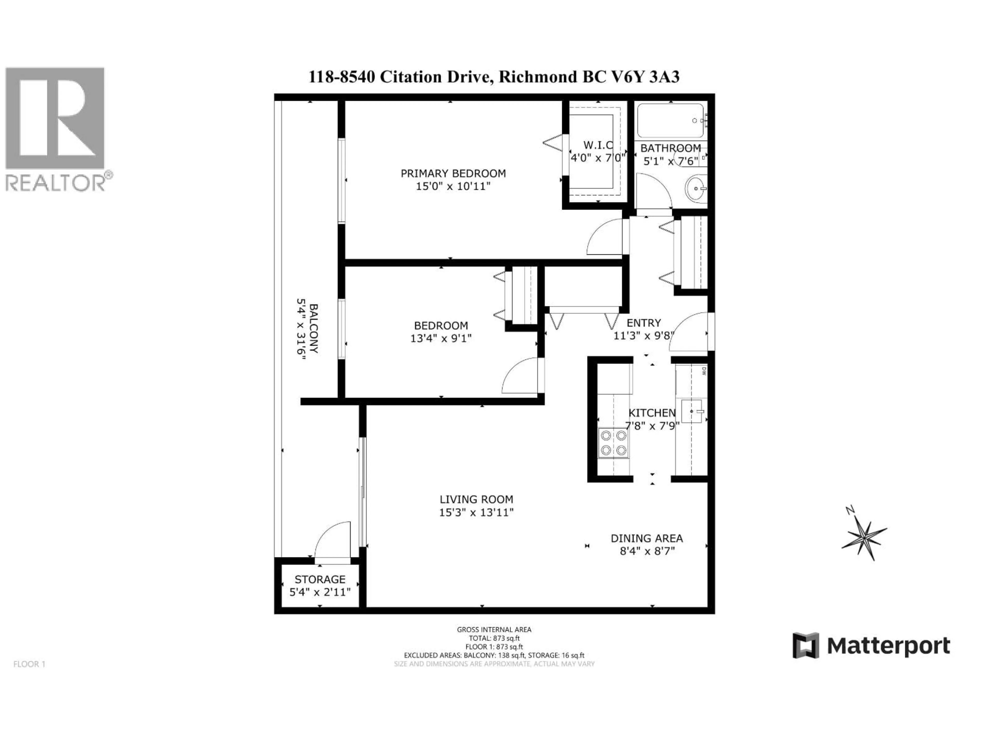 Floor plan for 118 - 8540 CITATION DRIVE, Richmond British Columbia V6Y3A3