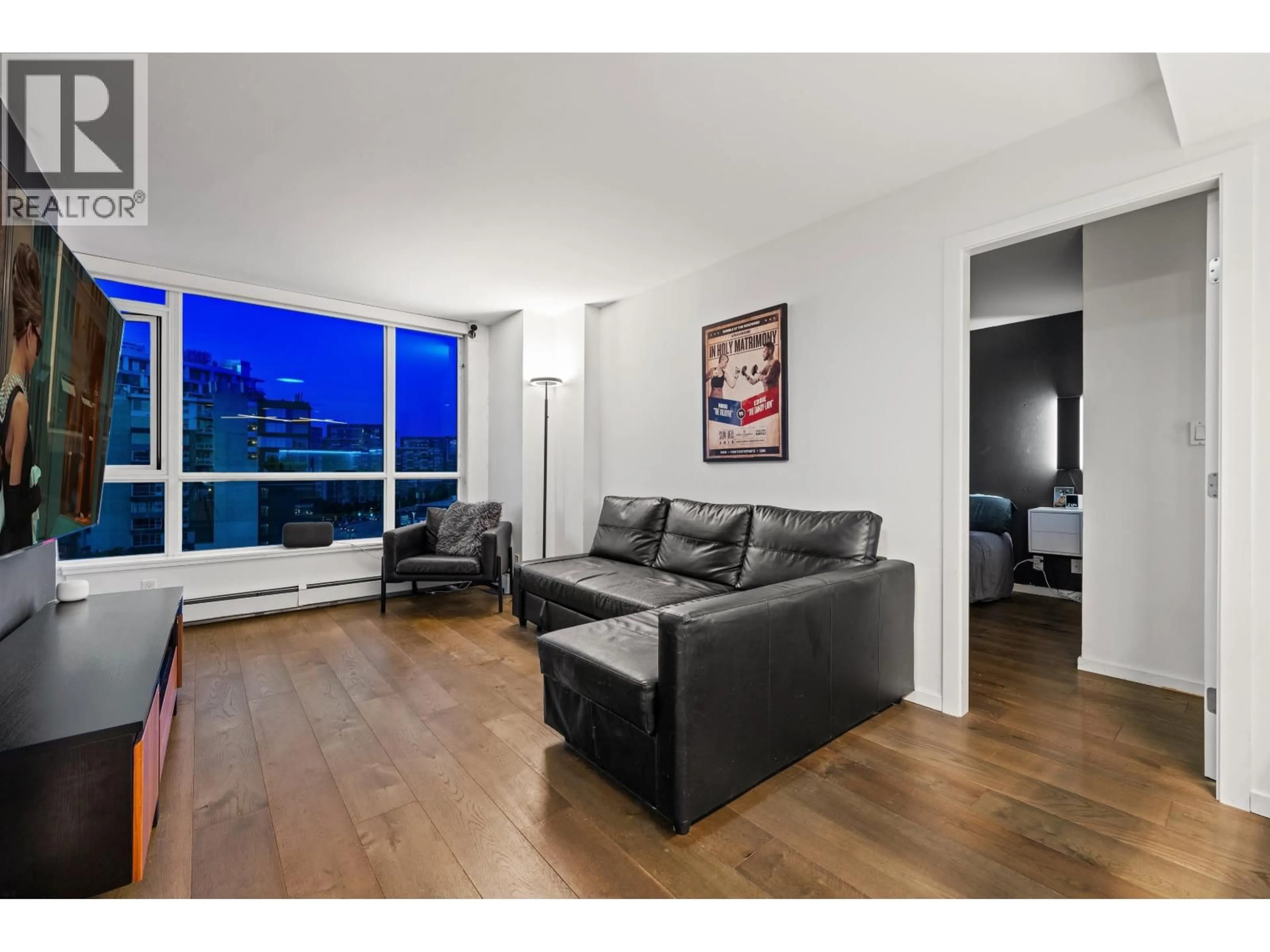 Living room with furniture, wood/laminate floor for 1004 - 1887 CROWE STREET, Vancouver British Columbia V5Y0B4