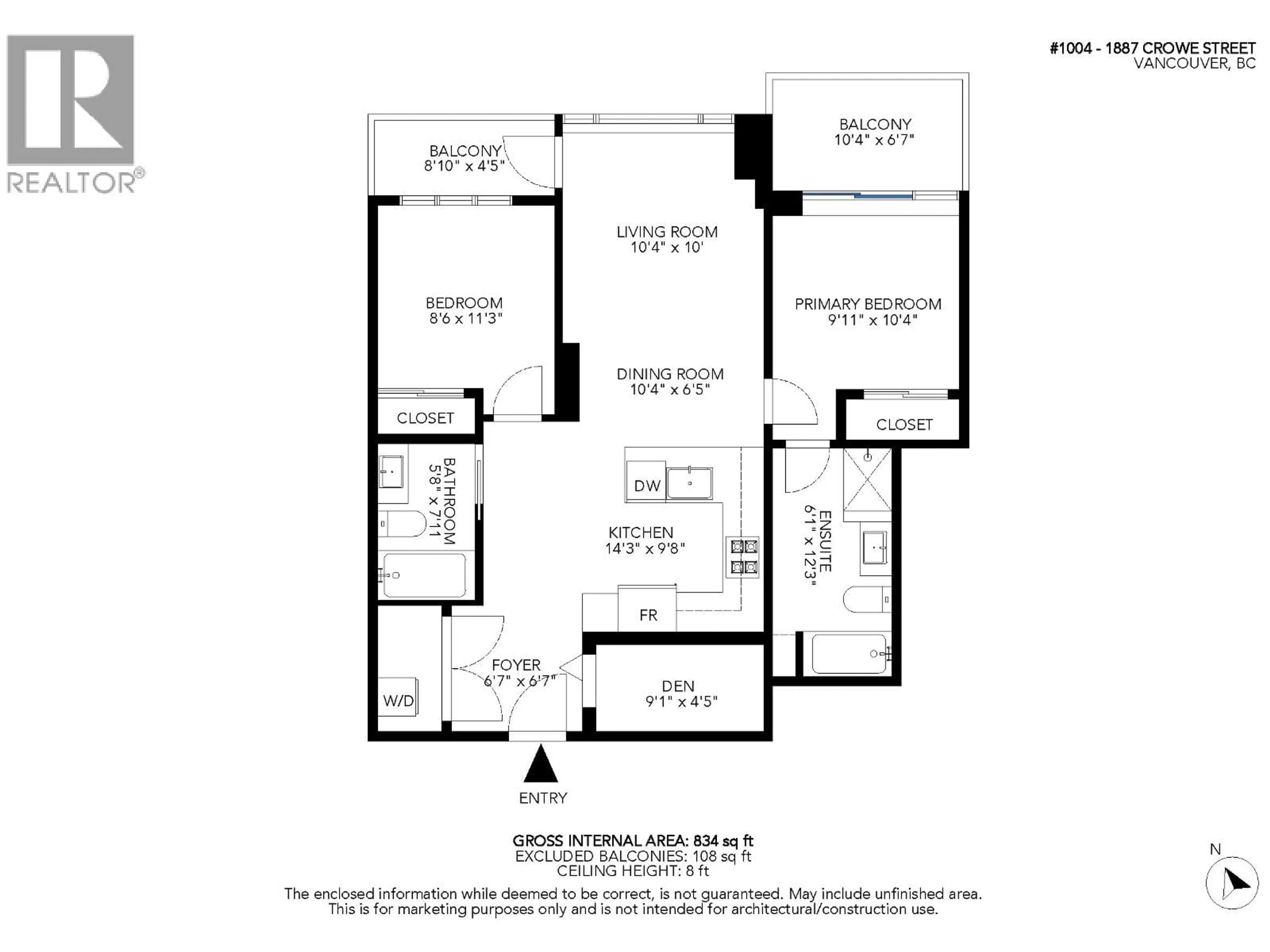 Floor plan for 1004 - 1887 CROWE STREET, Vancouver British Columbia V5Y0B4