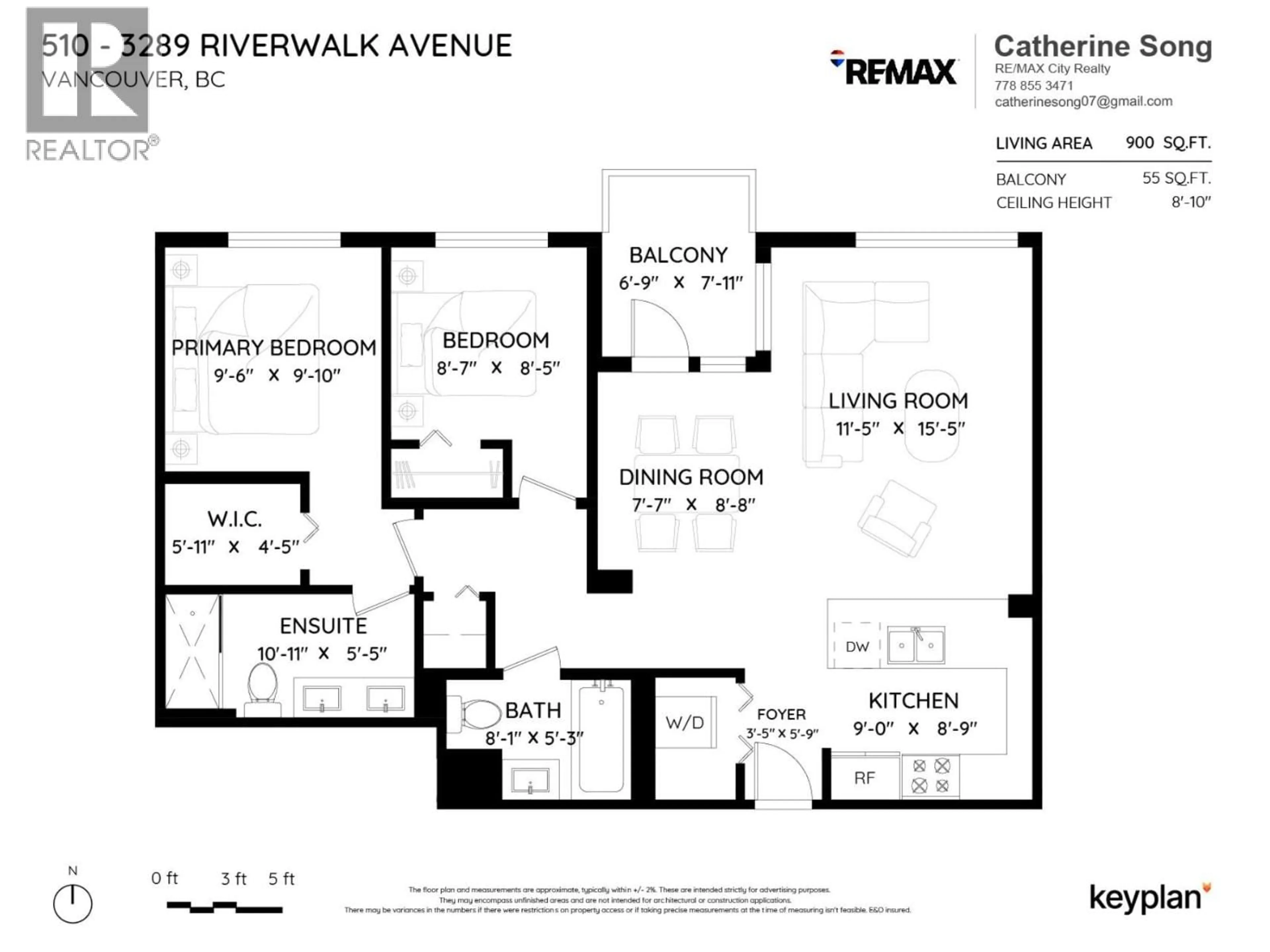 Floor plan for 510 - 3289 RIVERWALK AVENUE, Vancouver British Columbia V5S0G2