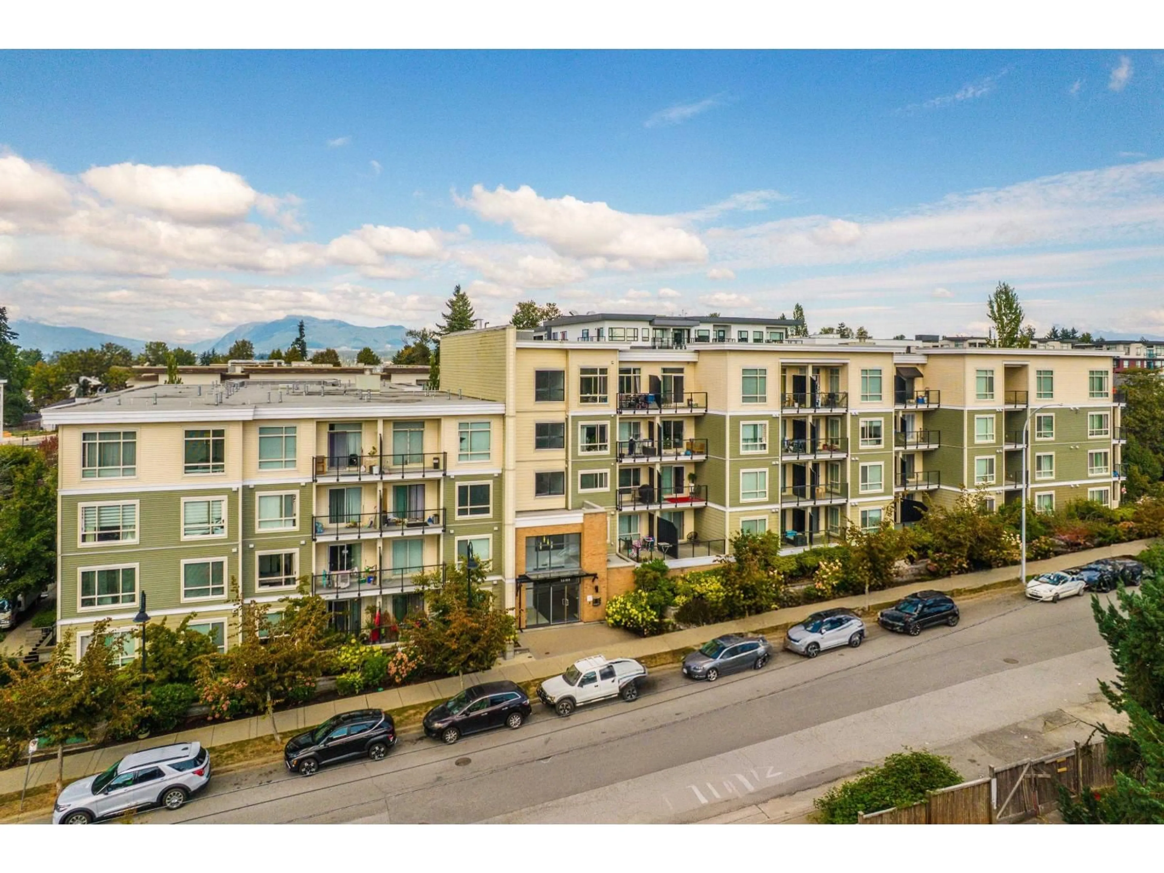 A pic from outside/outdoor area/front of a property/back of a property/a pic from drone, mountain view for 106 - 13789 107A AVENUE, Surrey British Columbia V3S0B8