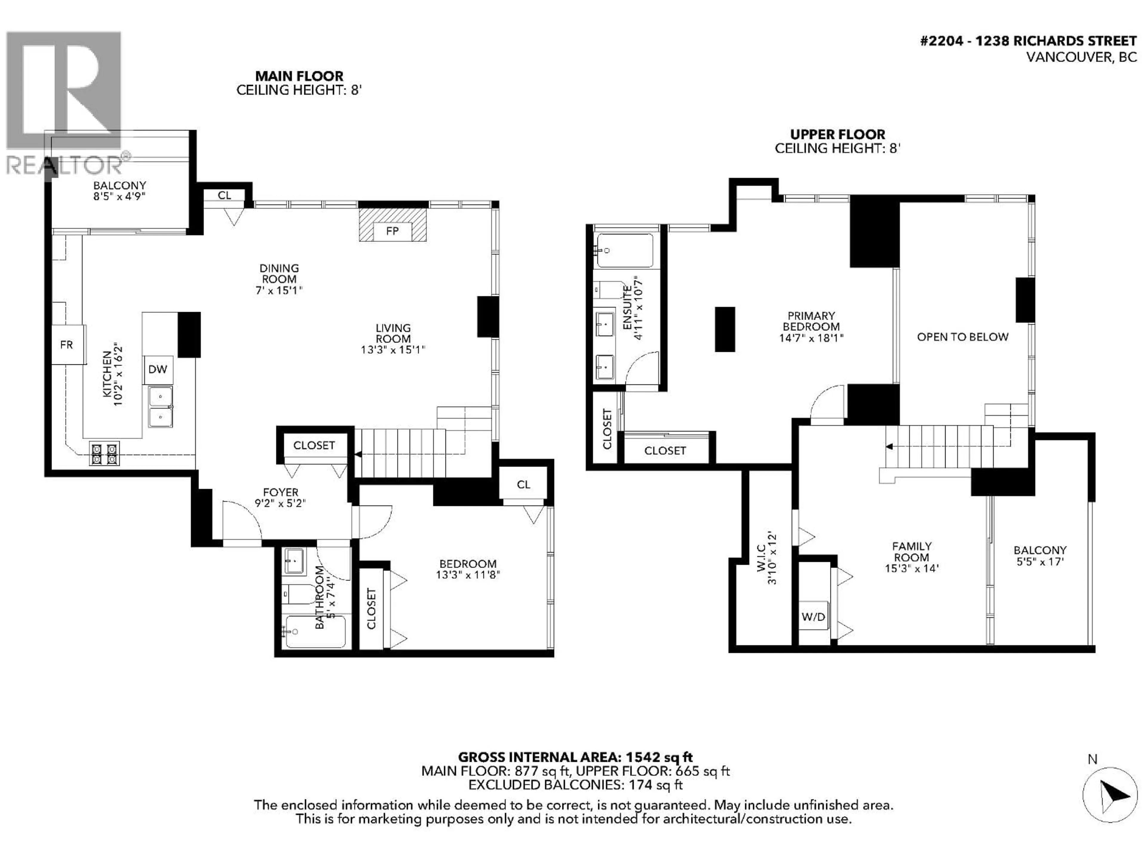 Floor plan for 2204 - 1238 RICHARDS STREET, Vancouver British Columbia V6B6M6