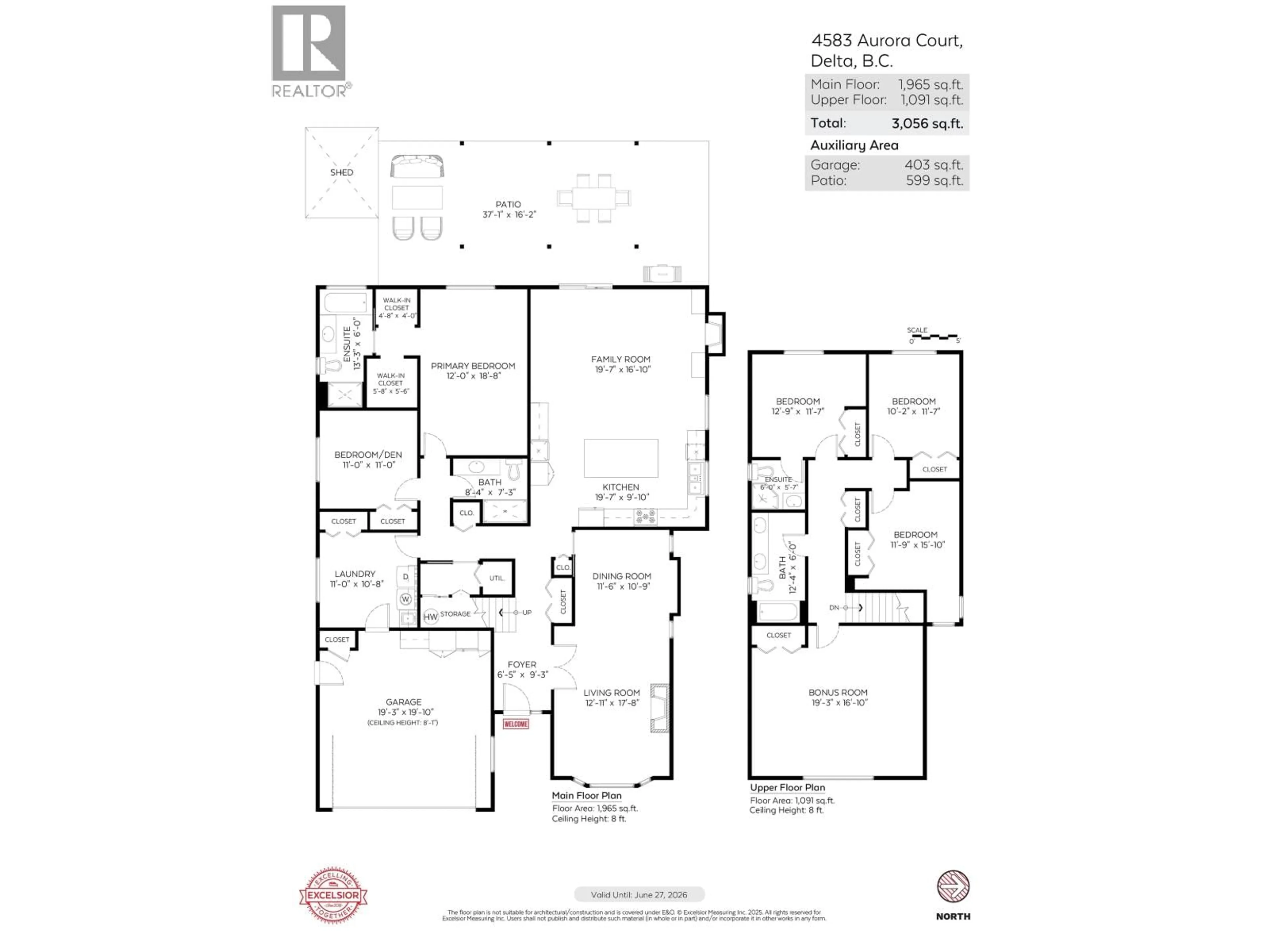 Floor plan for 4583 AURORA COURT, Delta British Columbia V4K4P5