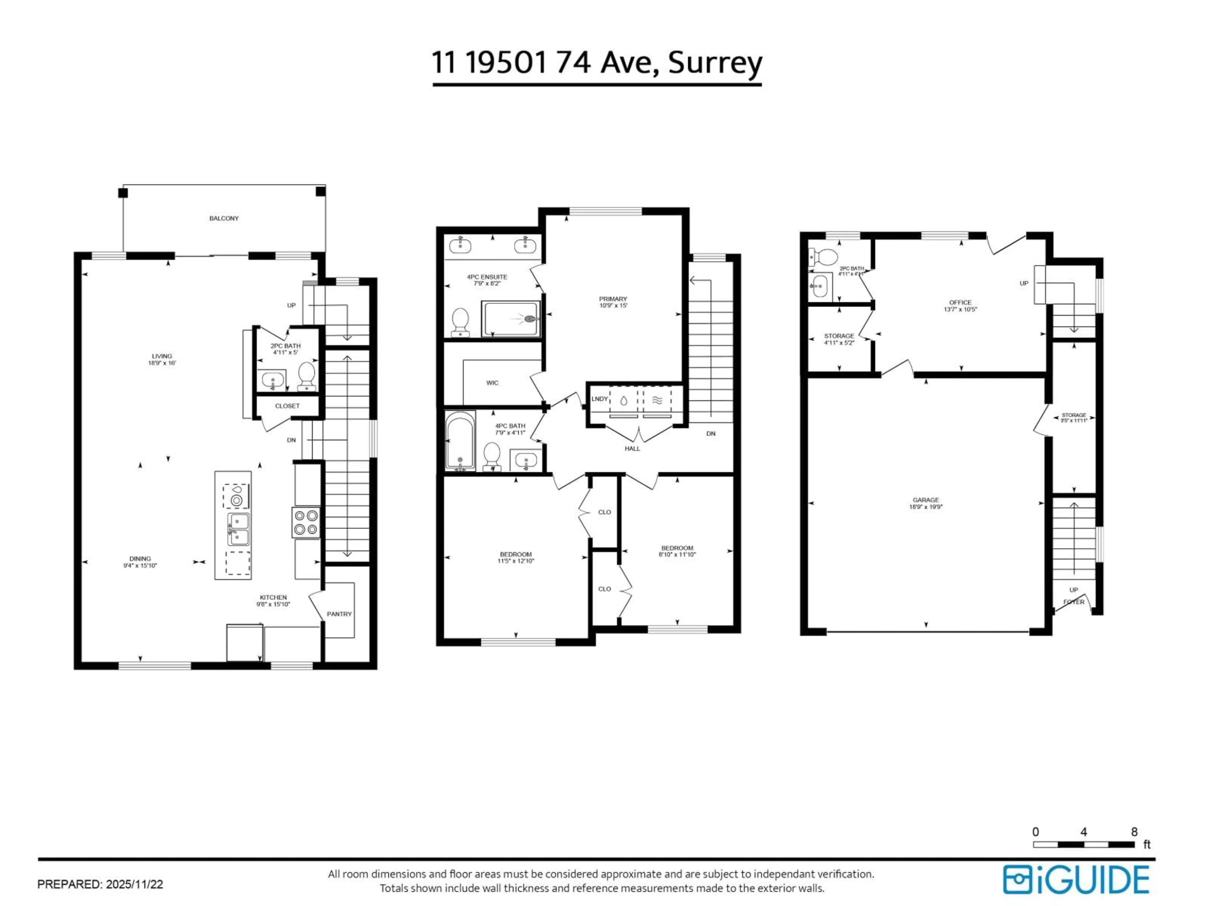 Floor plan for 11 - 19501 74 AVENUE, Surrey British Columbia V4N6V7