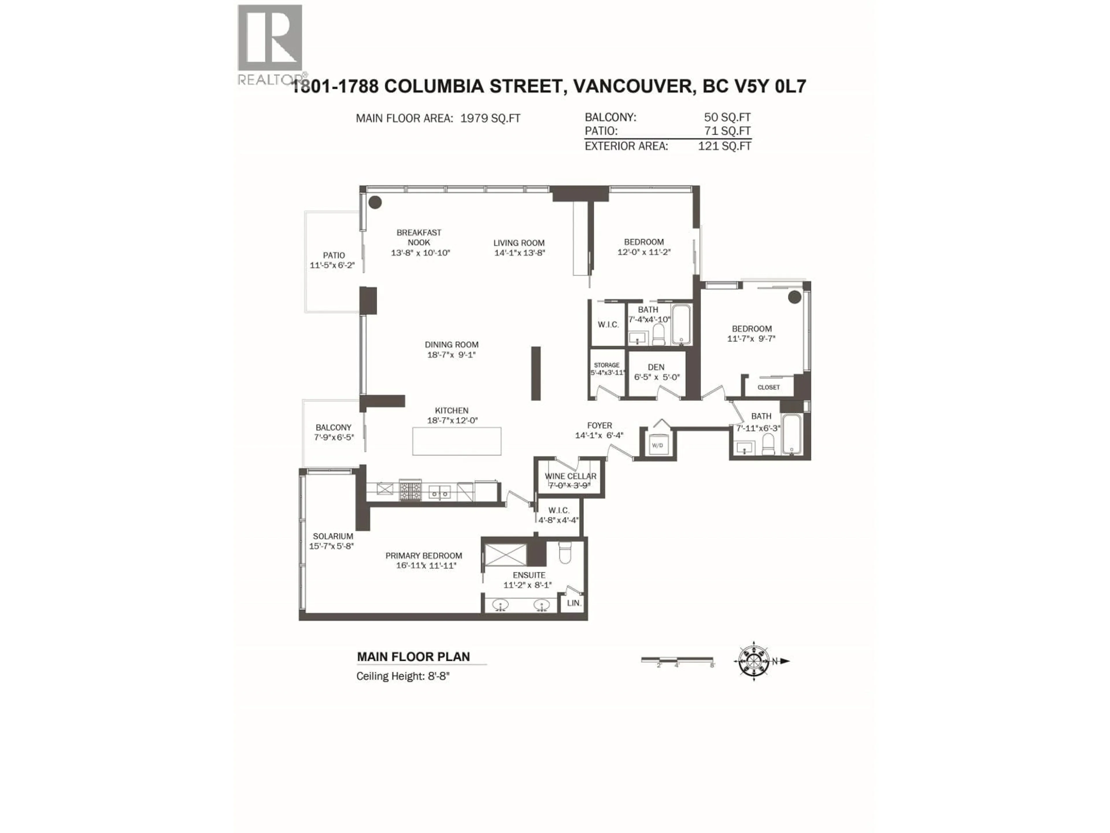 Floor plan for 1801 - 1788 COLUMBIA STREET, Vancouver British Columbia V5Y0L7