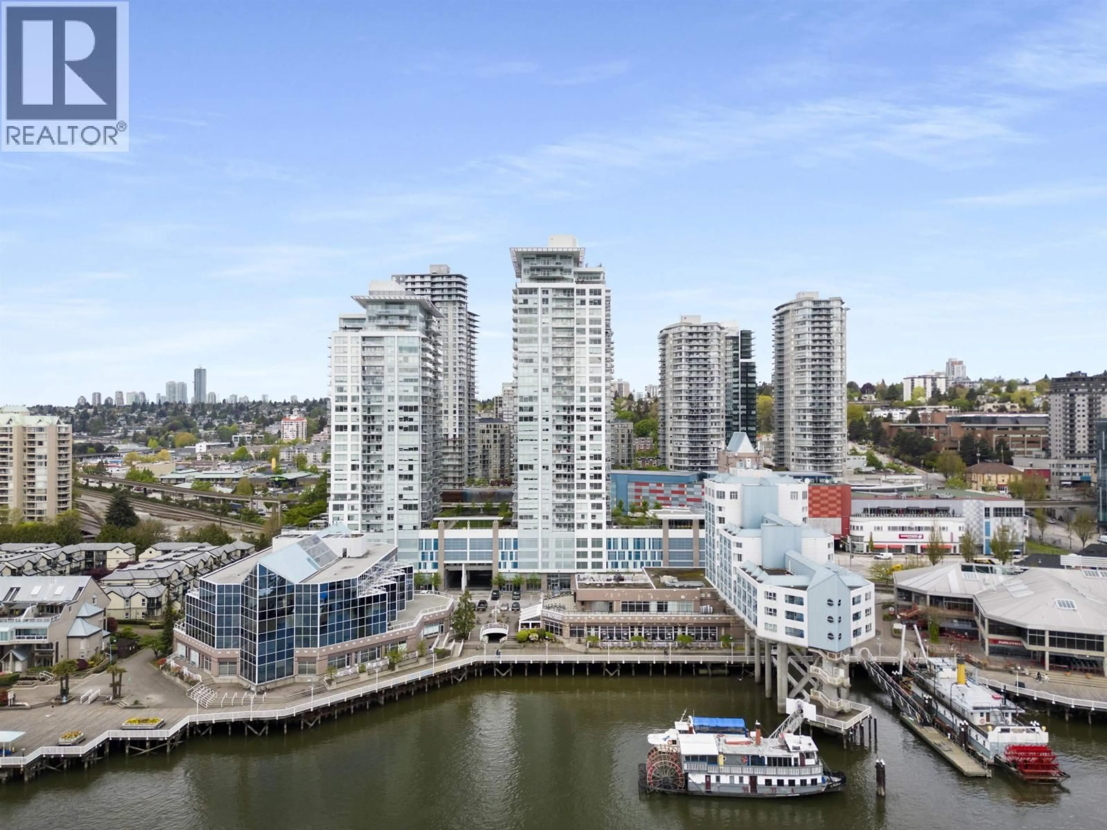 A pic from outside/outdoor area/front of a property/back of a property/a pic from drone, city buildings view from balcony for 2509 - 908 QUAYSIDE DRIVE, New Westminster British Columbia V3M0L4