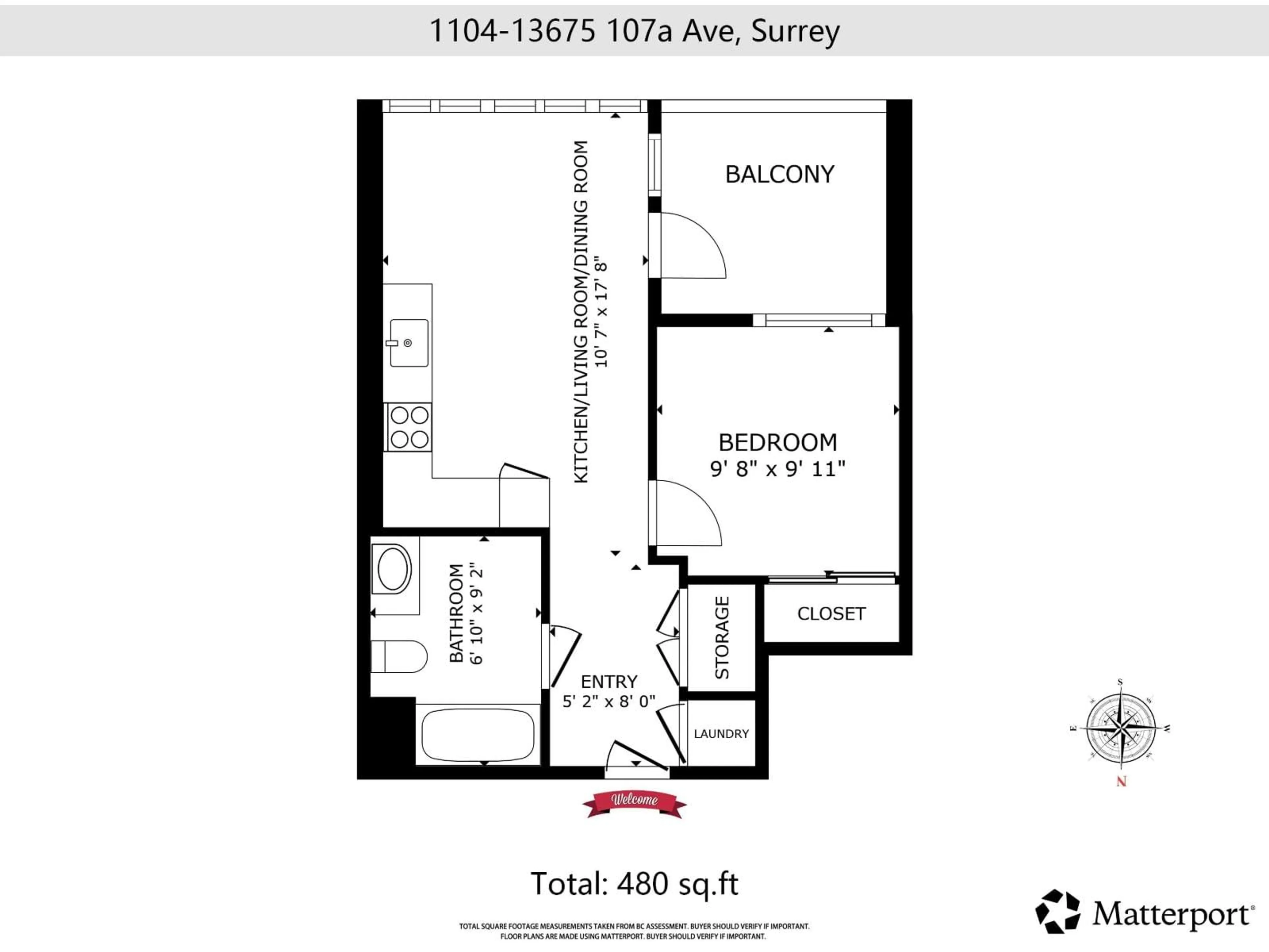 Floor plan for 1104 - 13675 107A, Surrey British Columbia V3T0X2