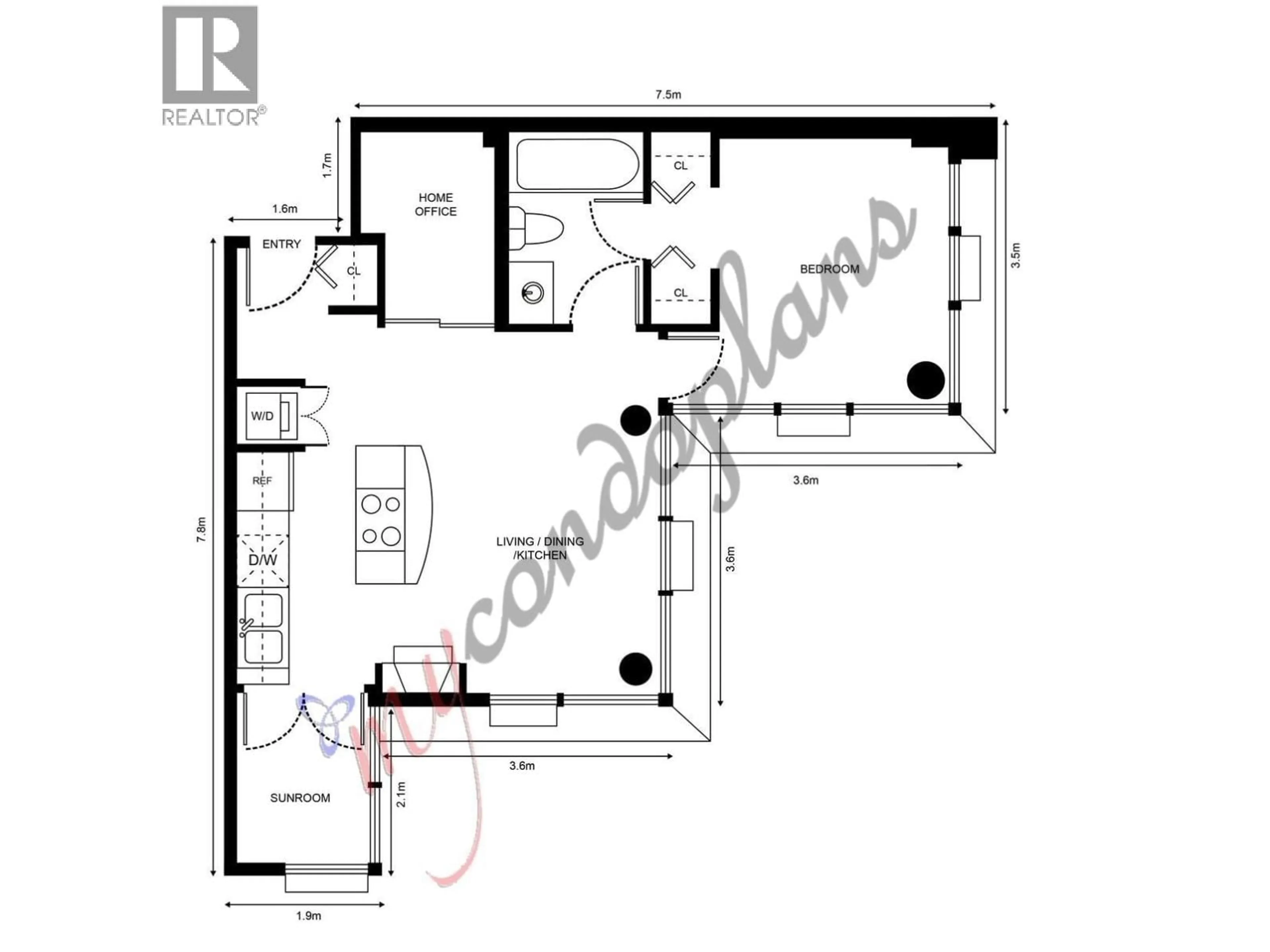 Floor plan for 1001 - 1723 ALBERNI STREET, Vancouver British Columbia V6G3G9