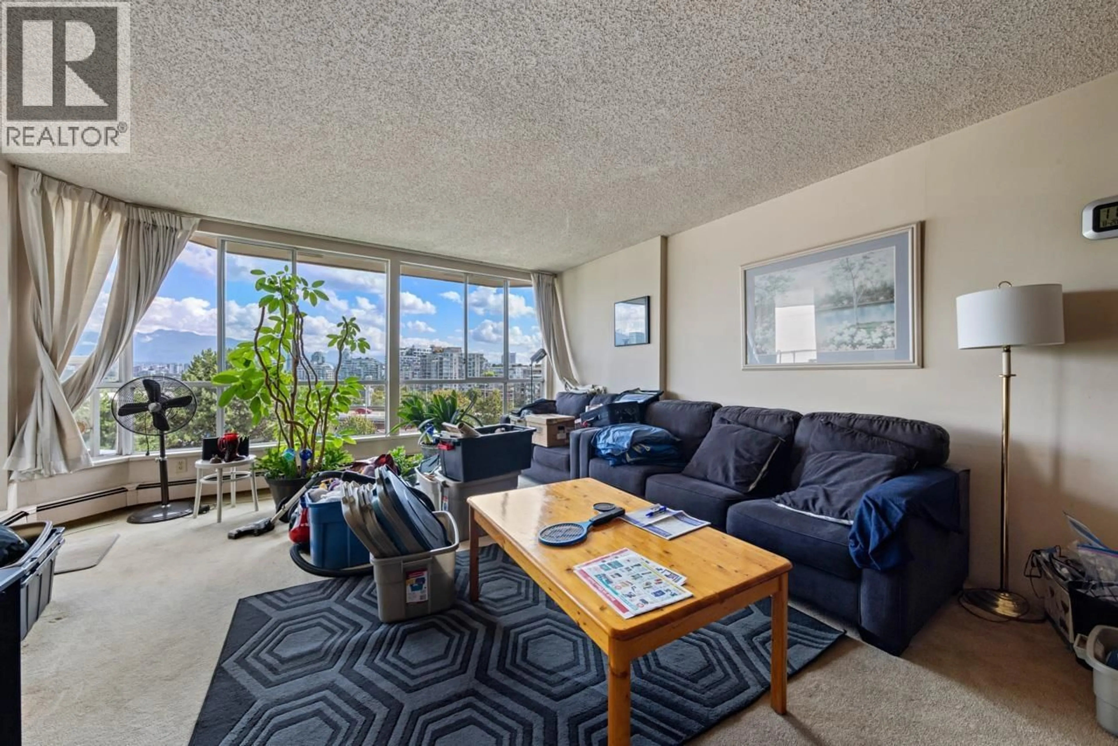 Living room with furniture, carpet floor for 908 - 518 MOBERLY ROAD, Vancouver British Columbia V5Z4G3