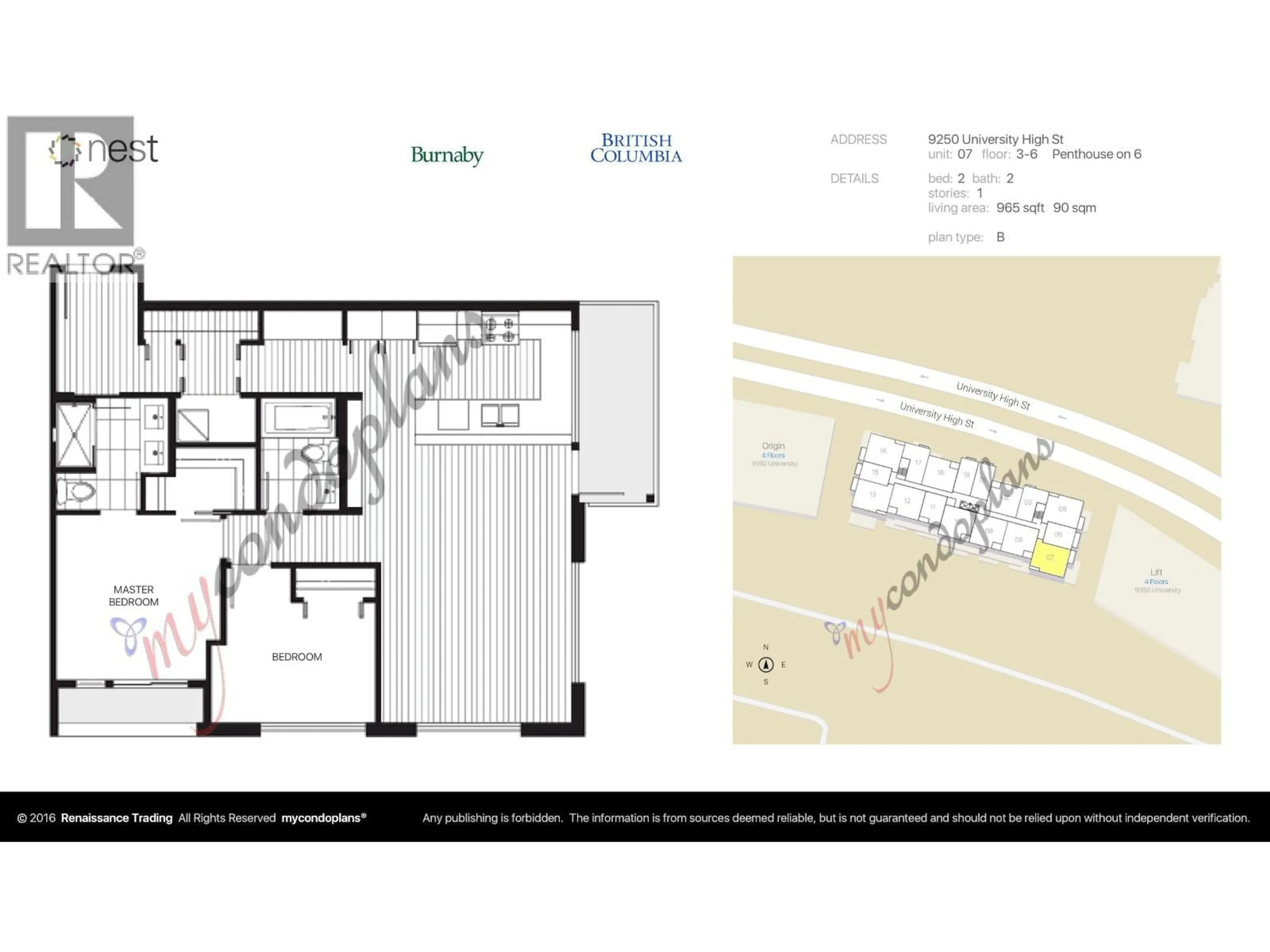 Floor plan for 507 - 9250 UNIVERSITY HIGH STREET, Burnaby British Columbia V5A0B3