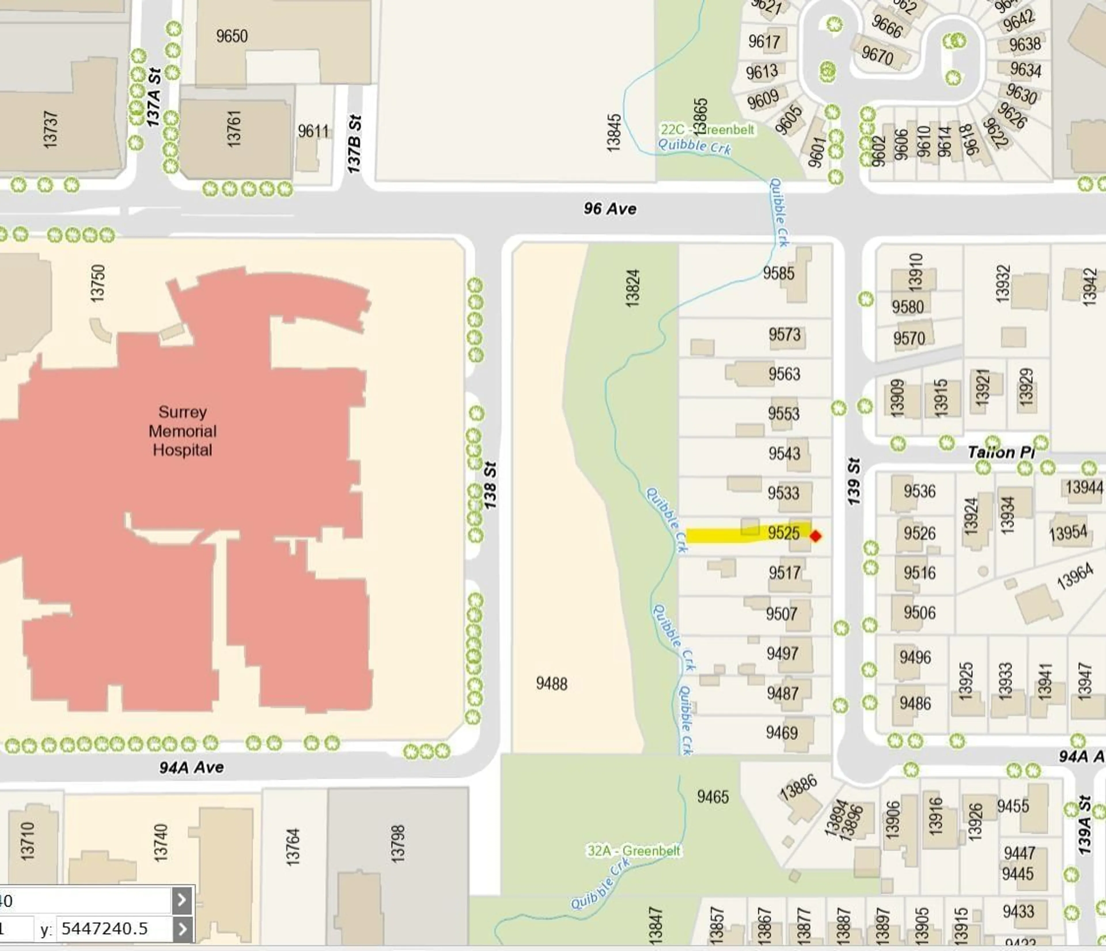 Picture of a map for 9525 139, Surrey British Columbia V3V5X7