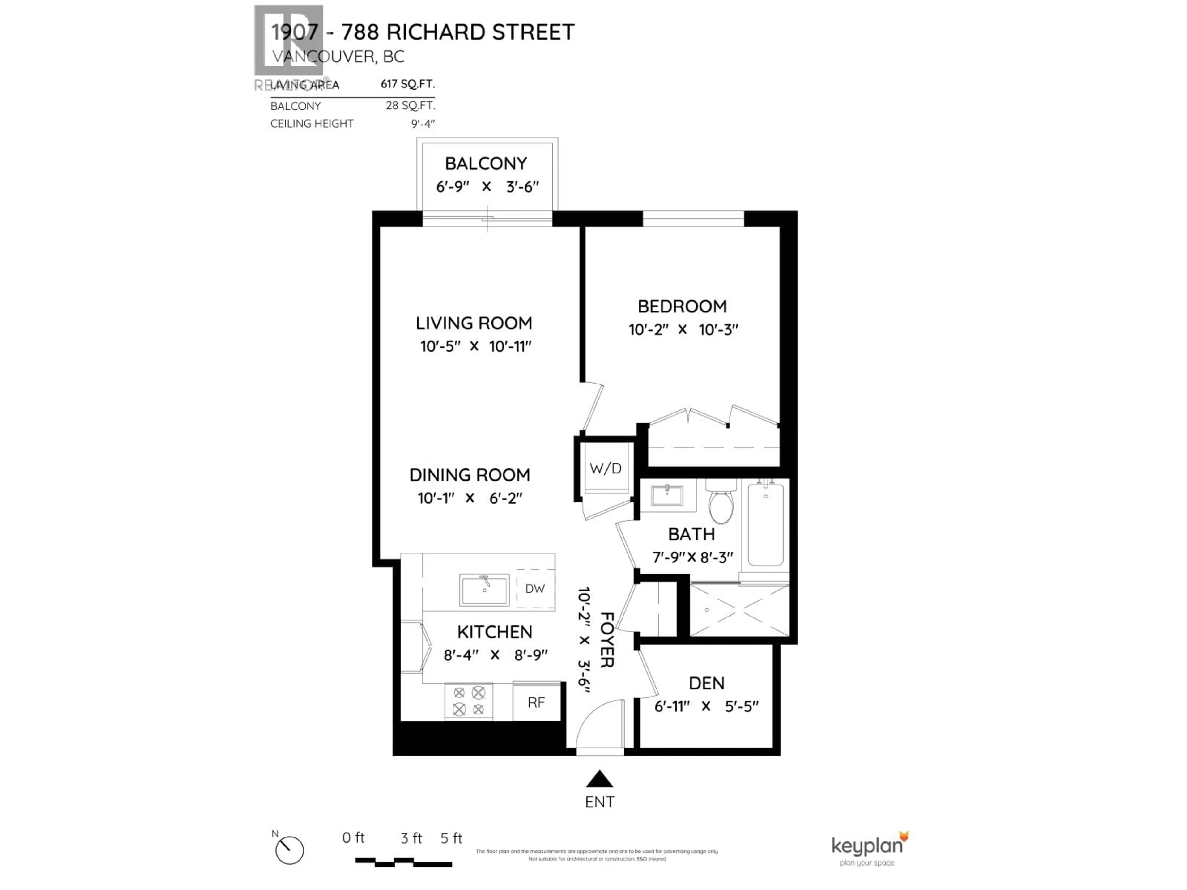 Floor plan for 1907 - 788 RICHARDS STREET, Vancouver British Columbia V6B0C7