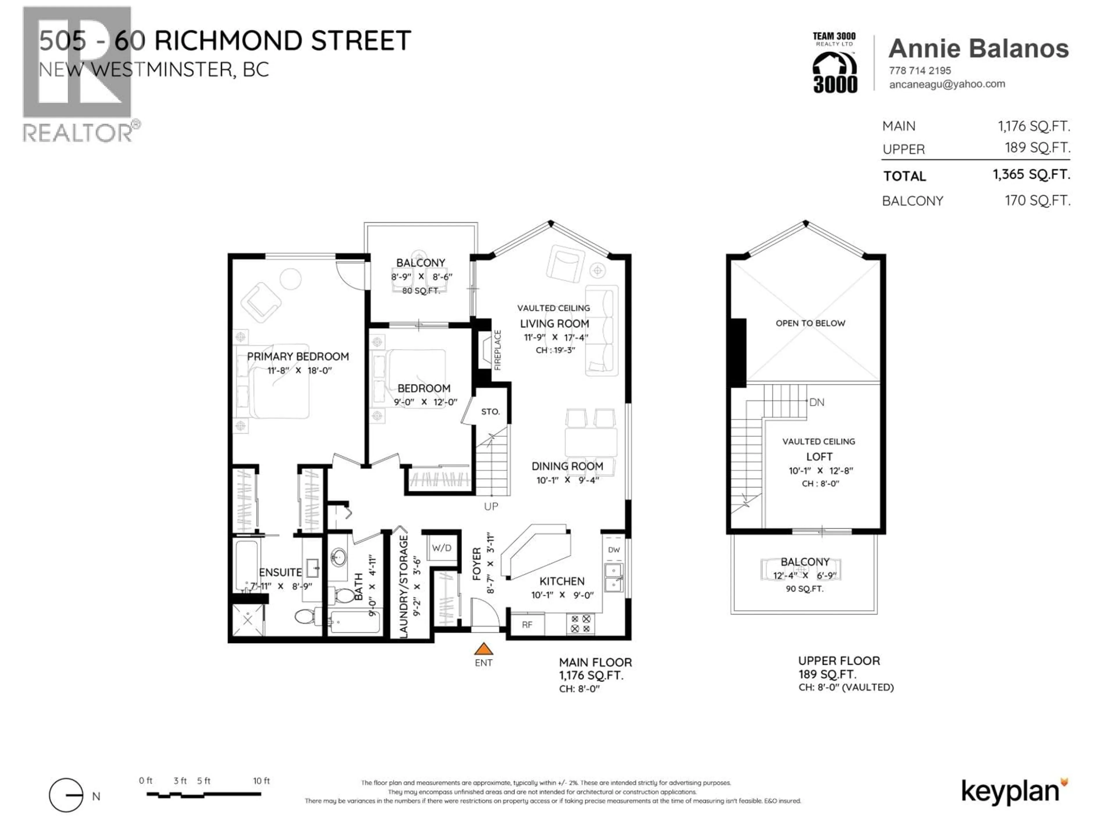 Floor plan for 505 - 60 RICHMOND STREET, New Westminster British Columbia V3L5R7