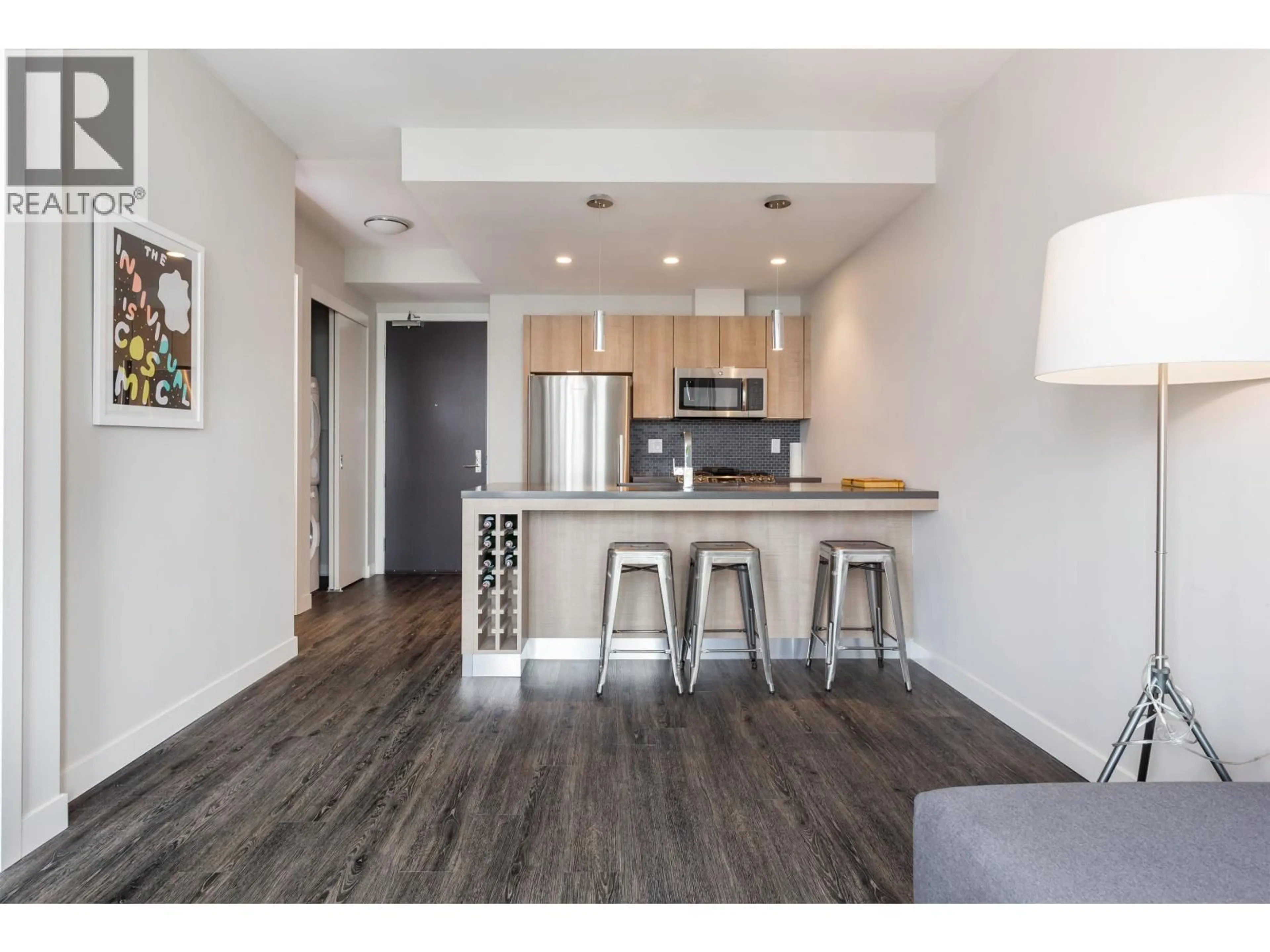 Open concept kitchen, wood/laminate floor for 904 - 1788 ONTARIO STREET, Vancouver British Columbia V5T0E3